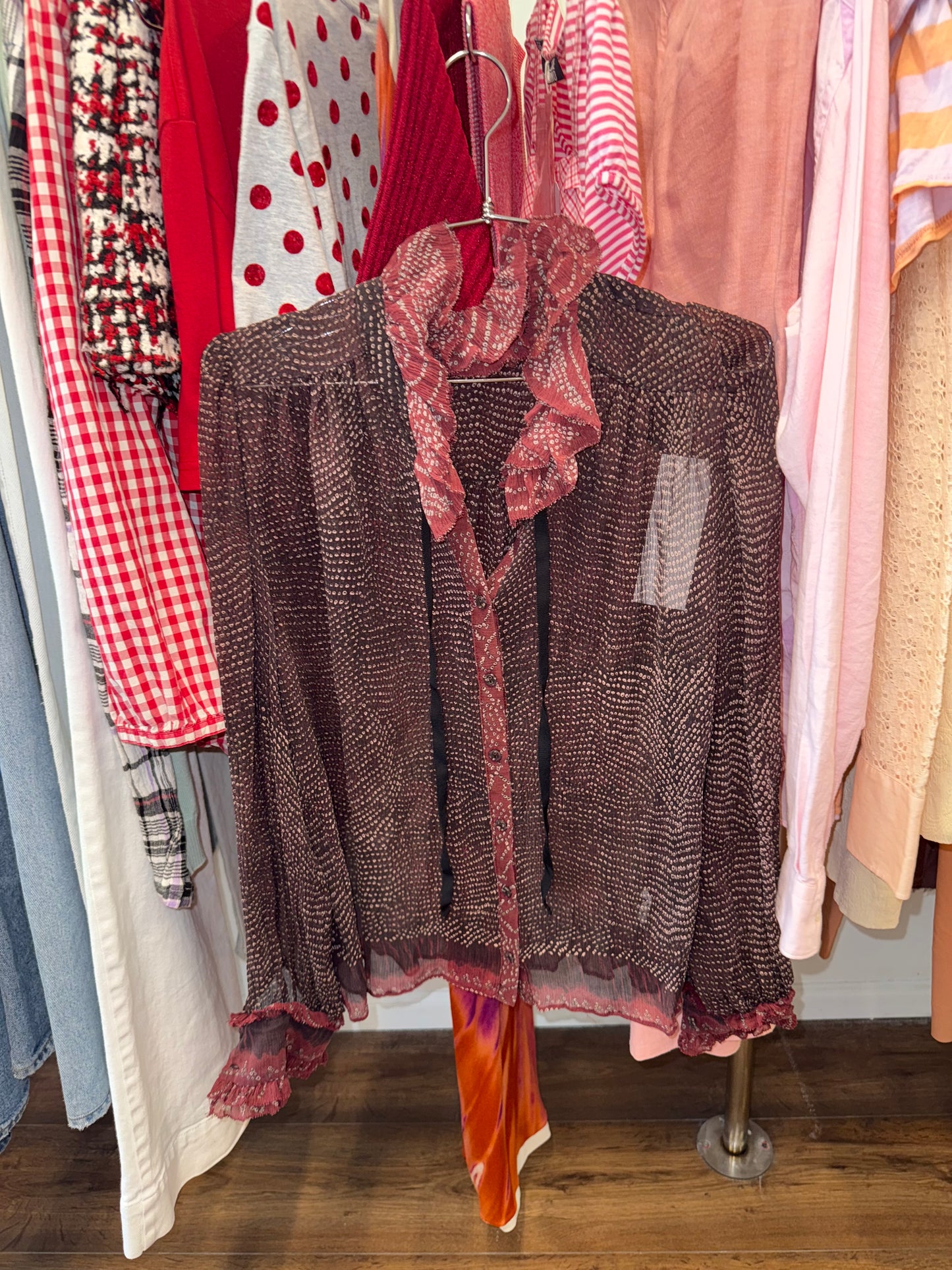 Ulla Johnson Sheer Ruffle Button Up