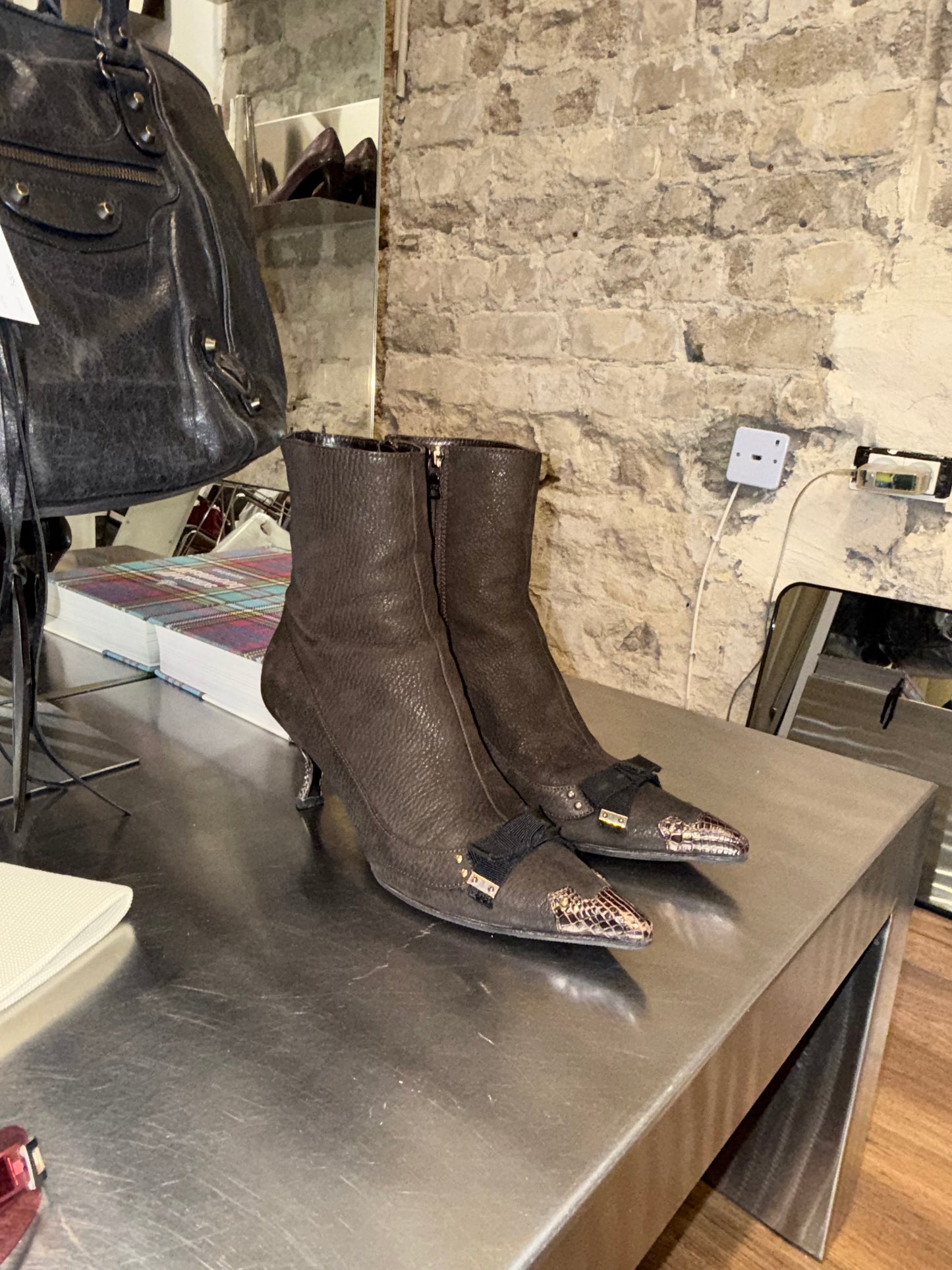 PRADA Fall/Winter 2002 Cocco Diamond Ankle Boots 38