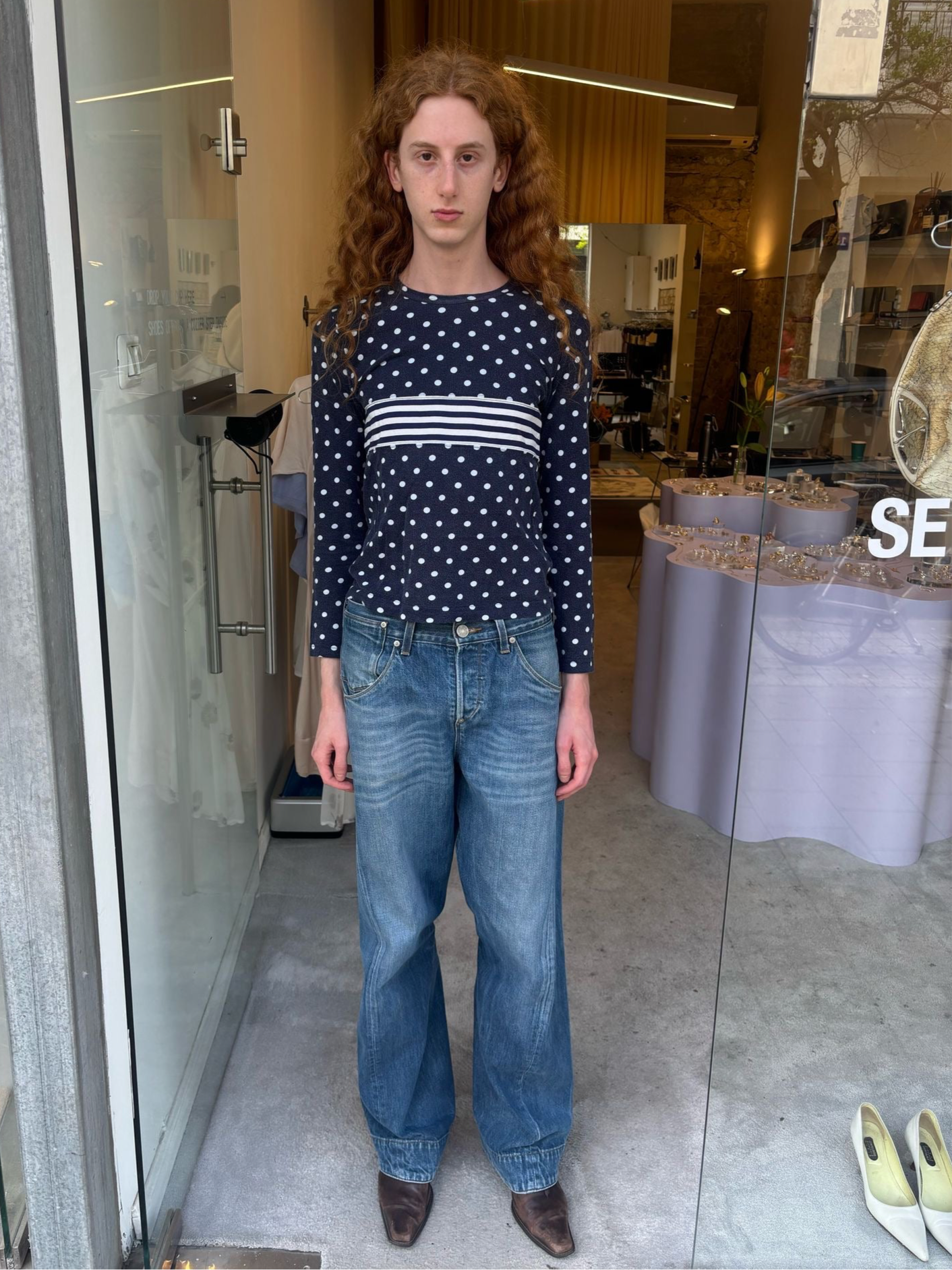 Comme des garçons polka dot long sleeve tee