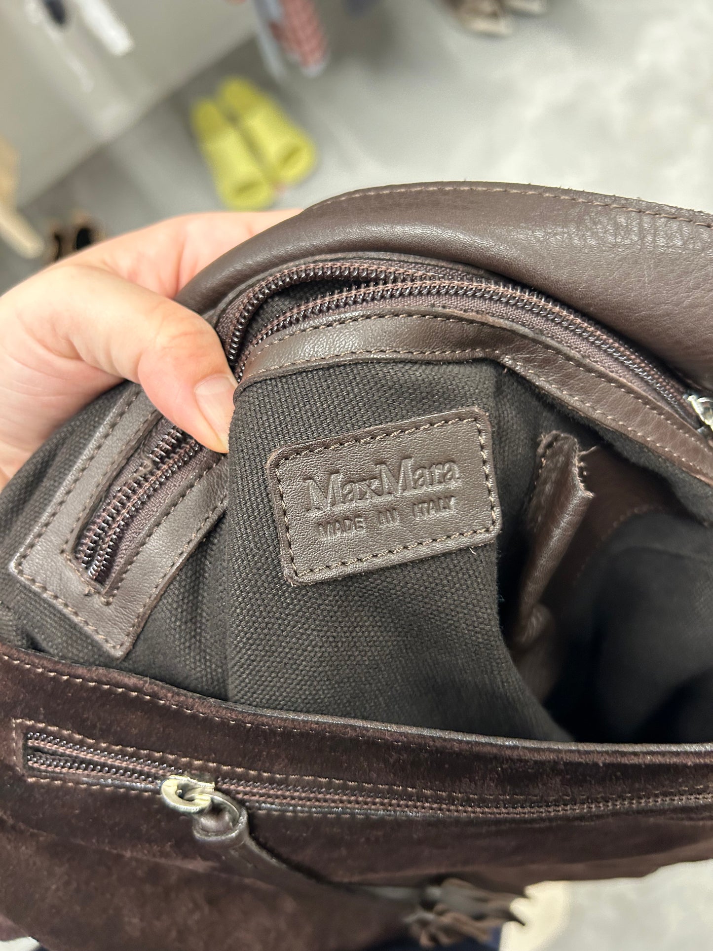 MAX MARA suede large shoulder bag