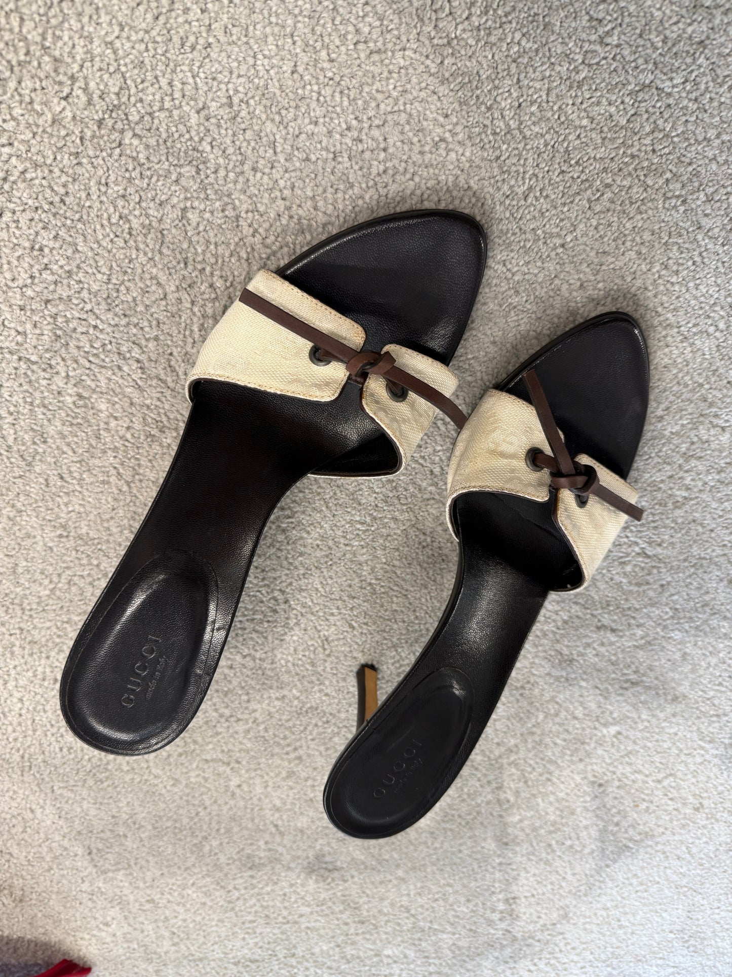 Gucci early 2000s monogram bow mules