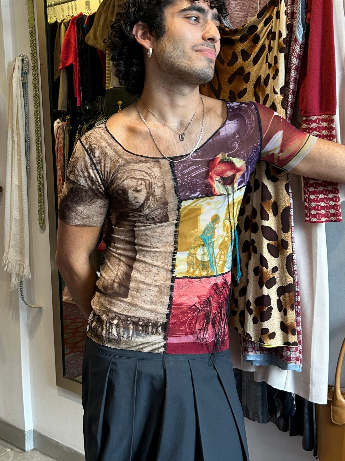 JEAN PAUL GAULTIER 1998 Frida Kahlo Mexican mesh top