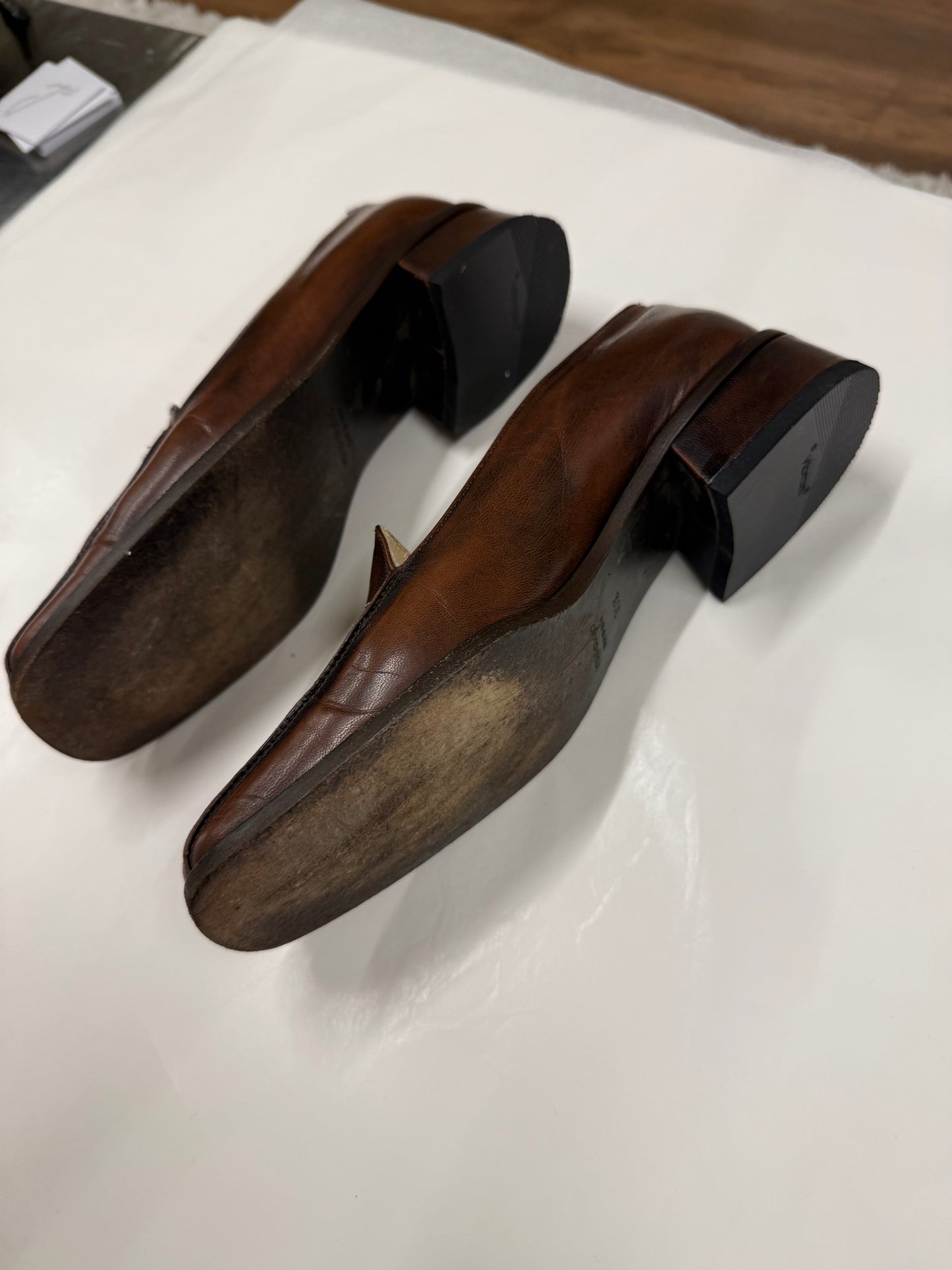 Miu Miu 00s Brown Square-Toe Loafers