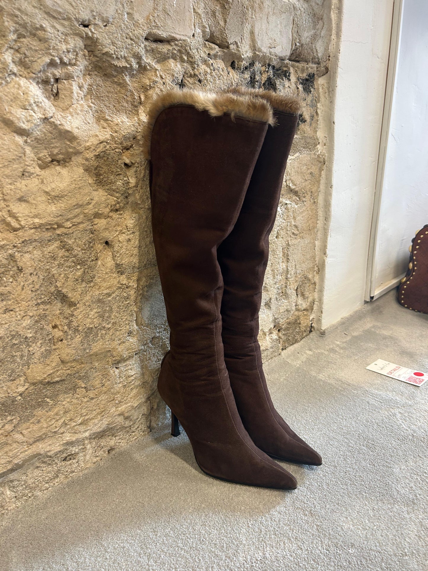 DIANA suede & fur heel boots