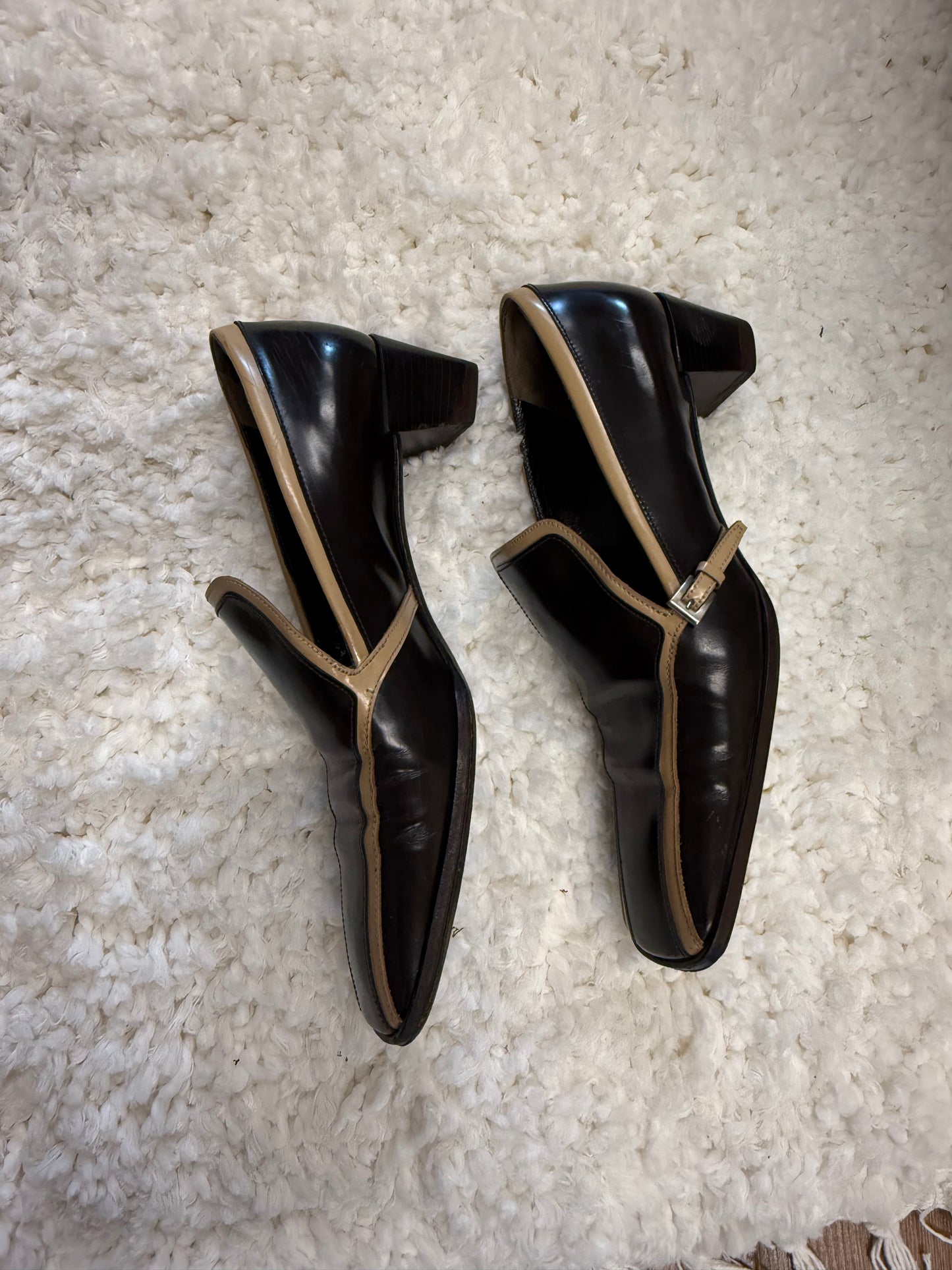 Prada – Two-Tone Leather Square-Toe Loafers 36