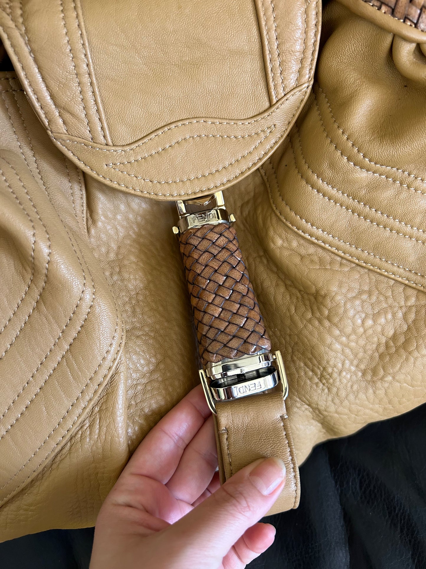 FENDI large brown lambskin spy bag šµš»