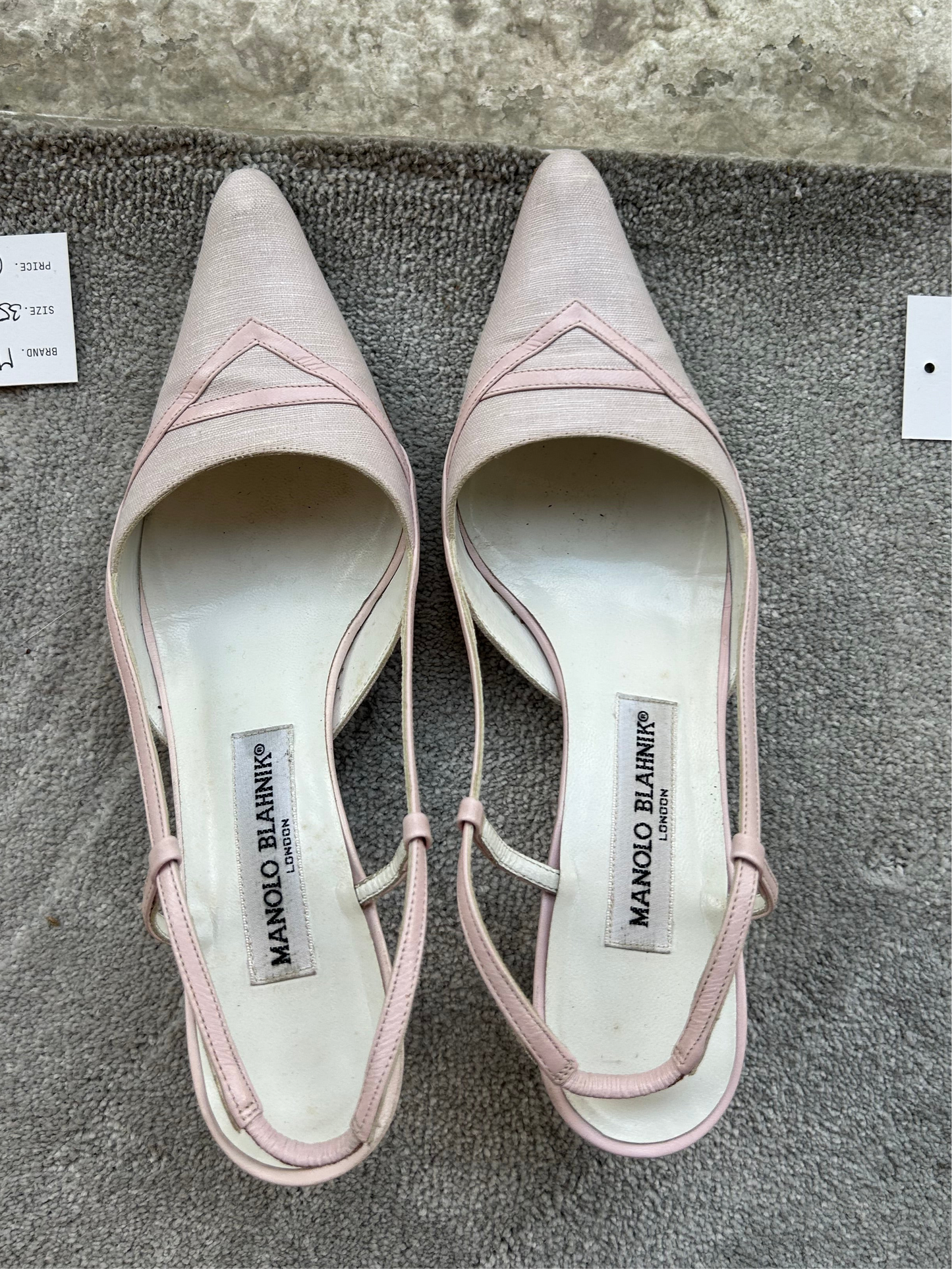 Manolo Blahnik blush slingback pumps