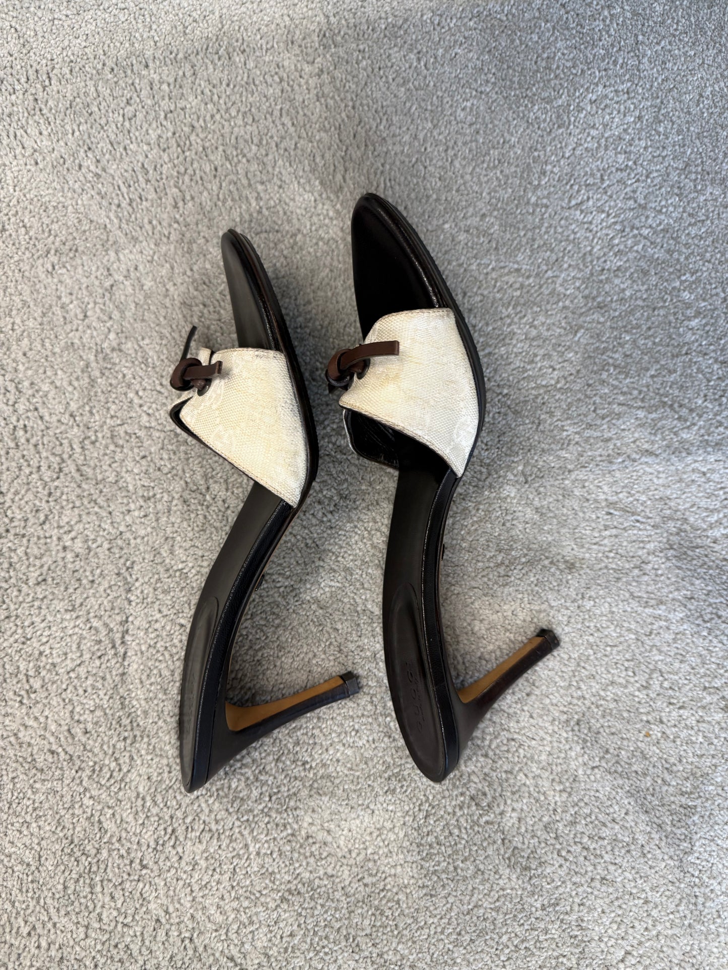 Gucci early 2000s monogram bow mules
