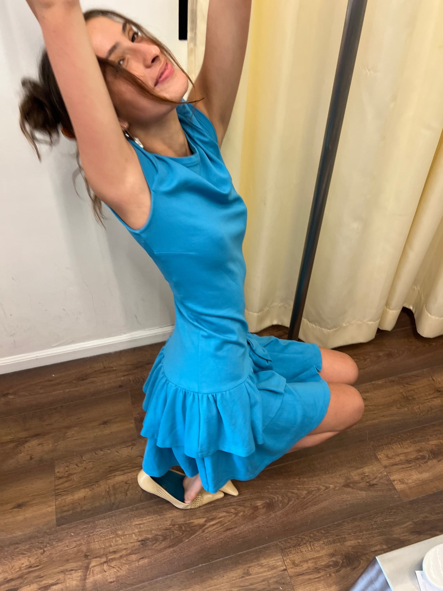 Red Valentino Neon Blue Bow Mini Dress