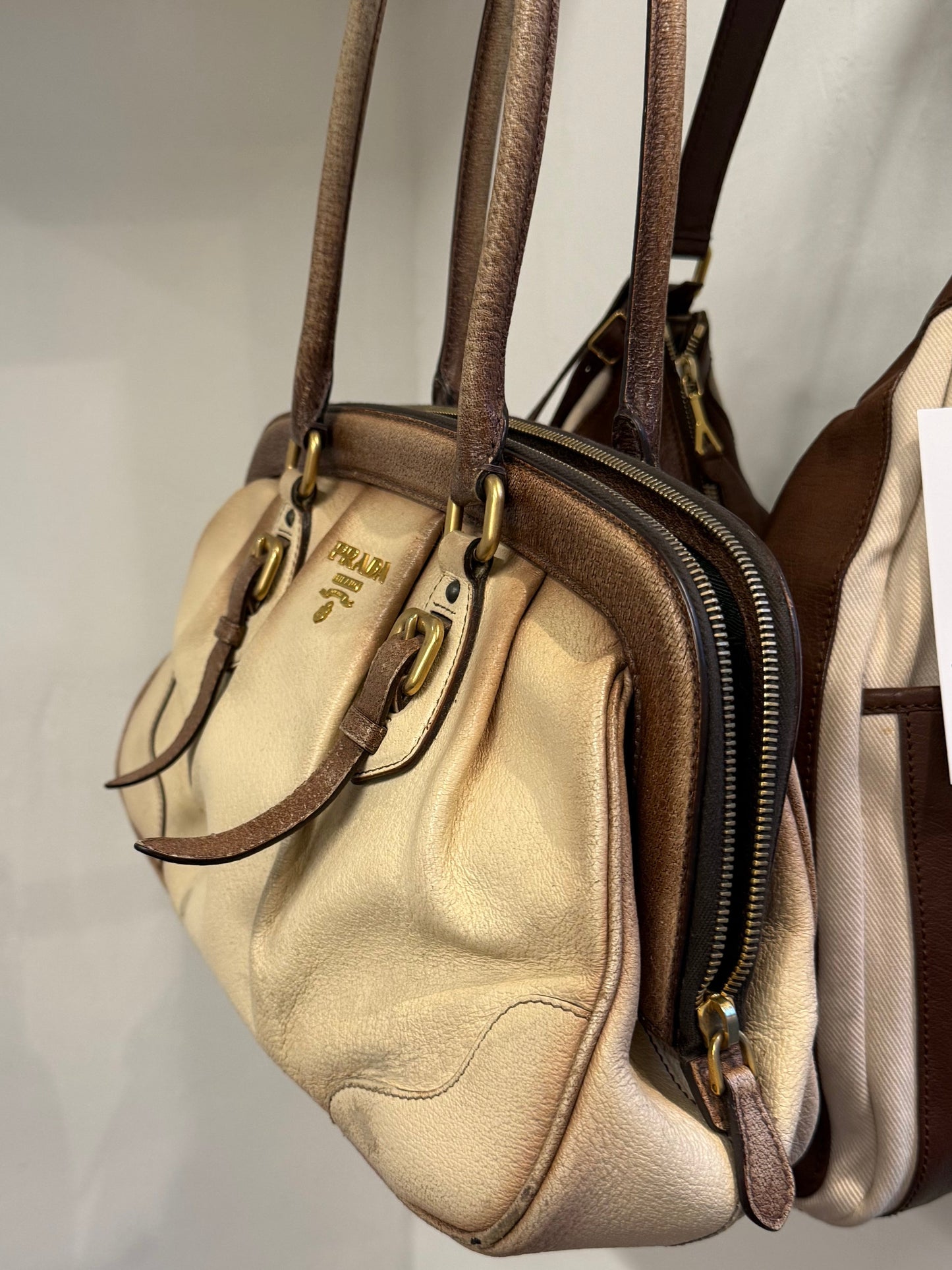 PRADA 2000s Two-Tone Bowler Bag