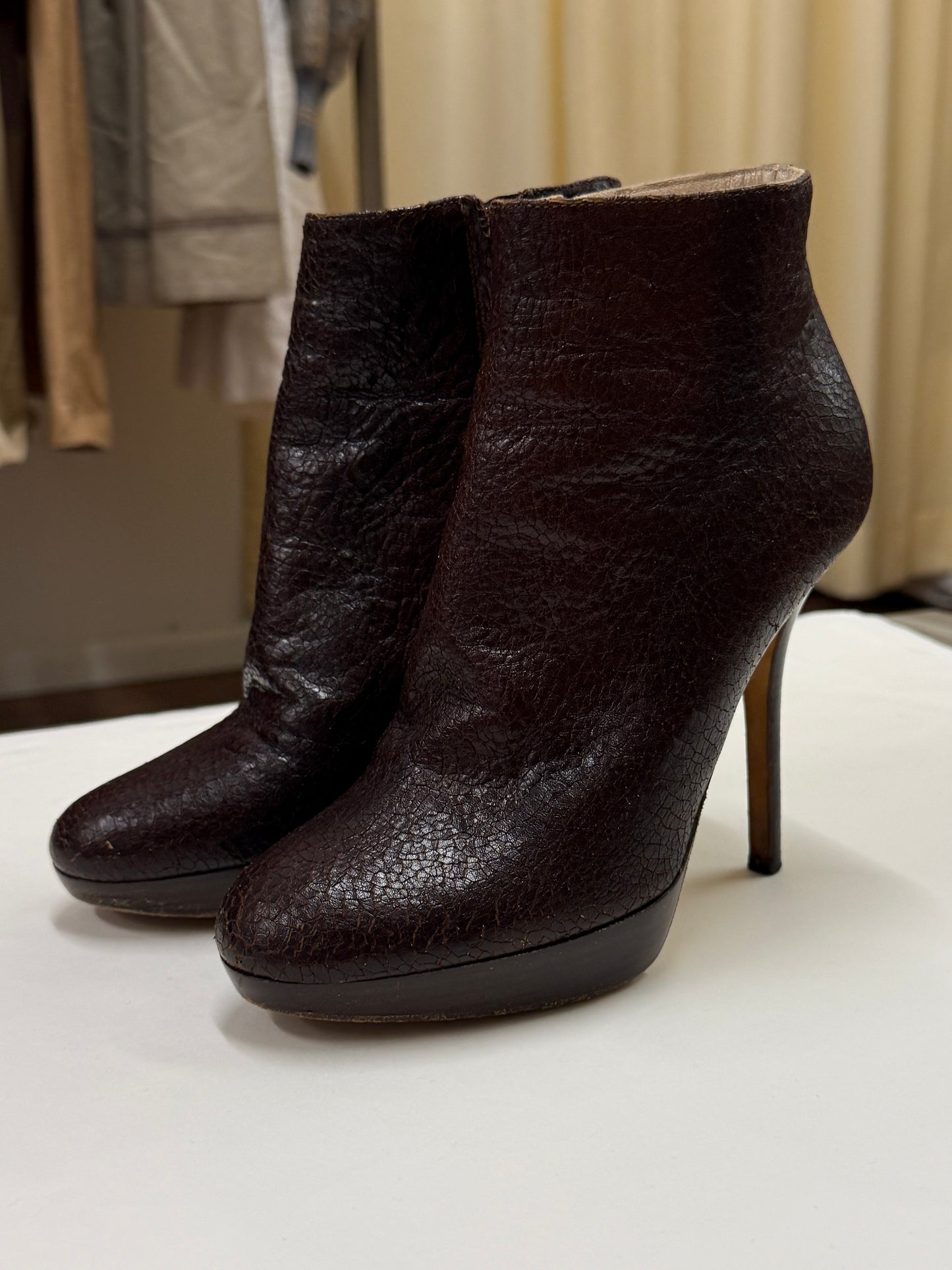 Christian Dior Crackled Leather Ankle Boots late 2000s