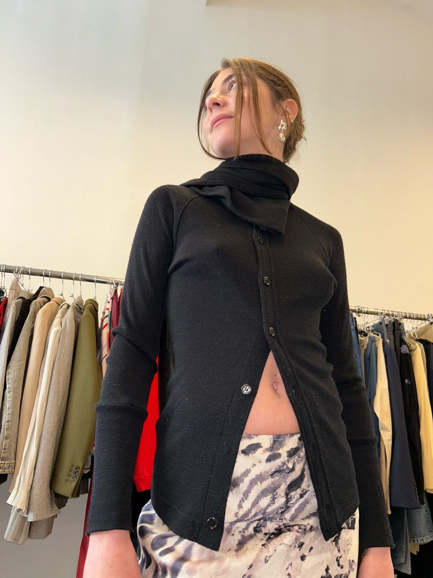 Y’s Yohji Yamamoto attached scarf cardigan