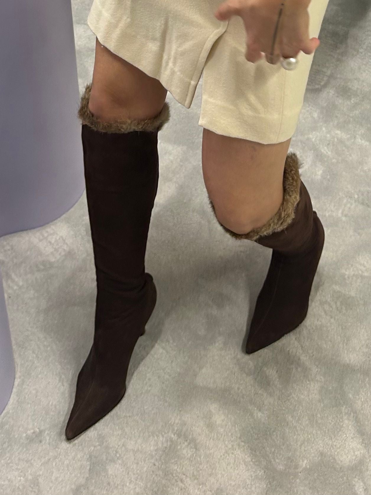 DIANA suede & fur heel boots