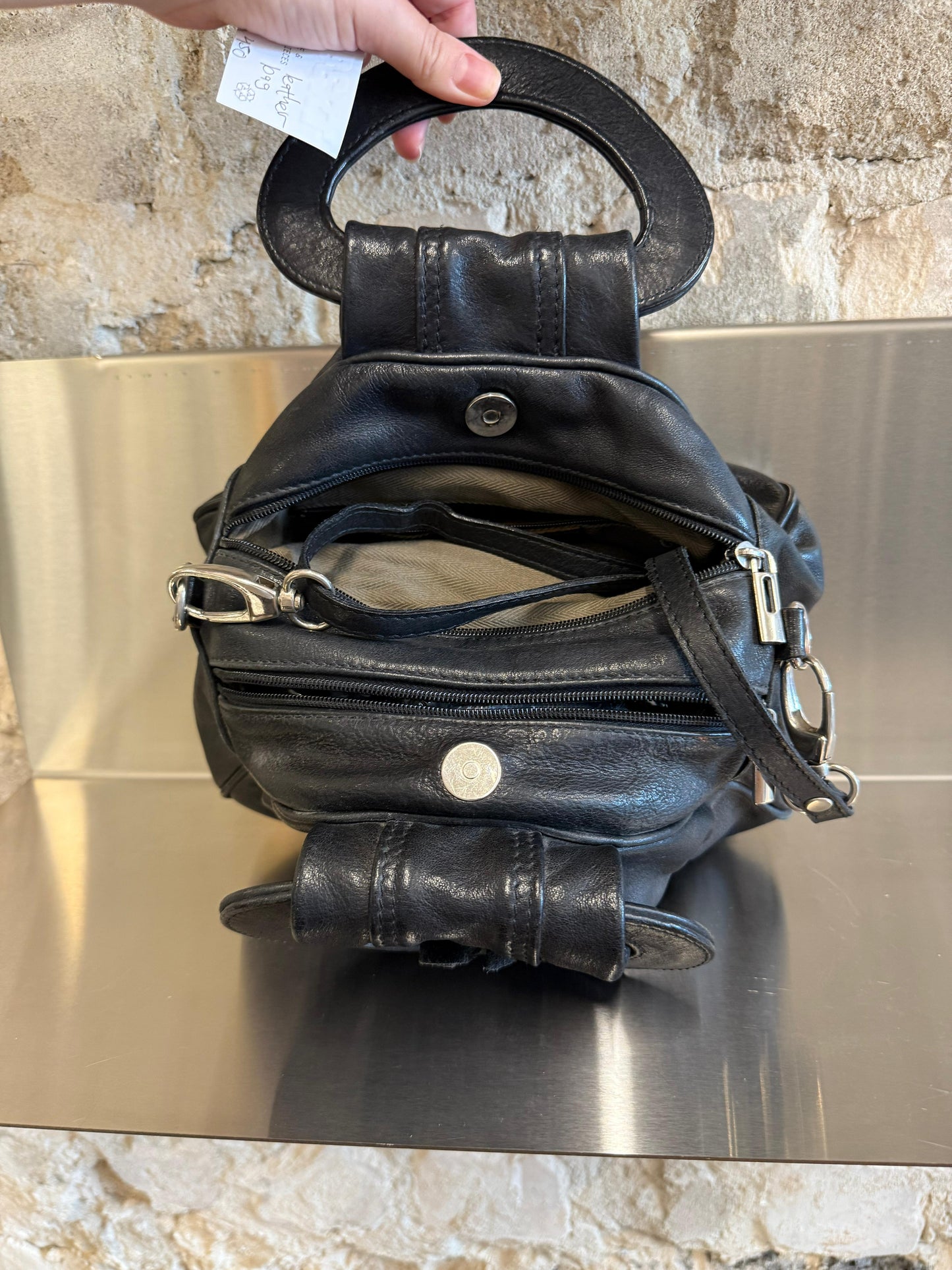 Vintage Leather Flower Hand Bag