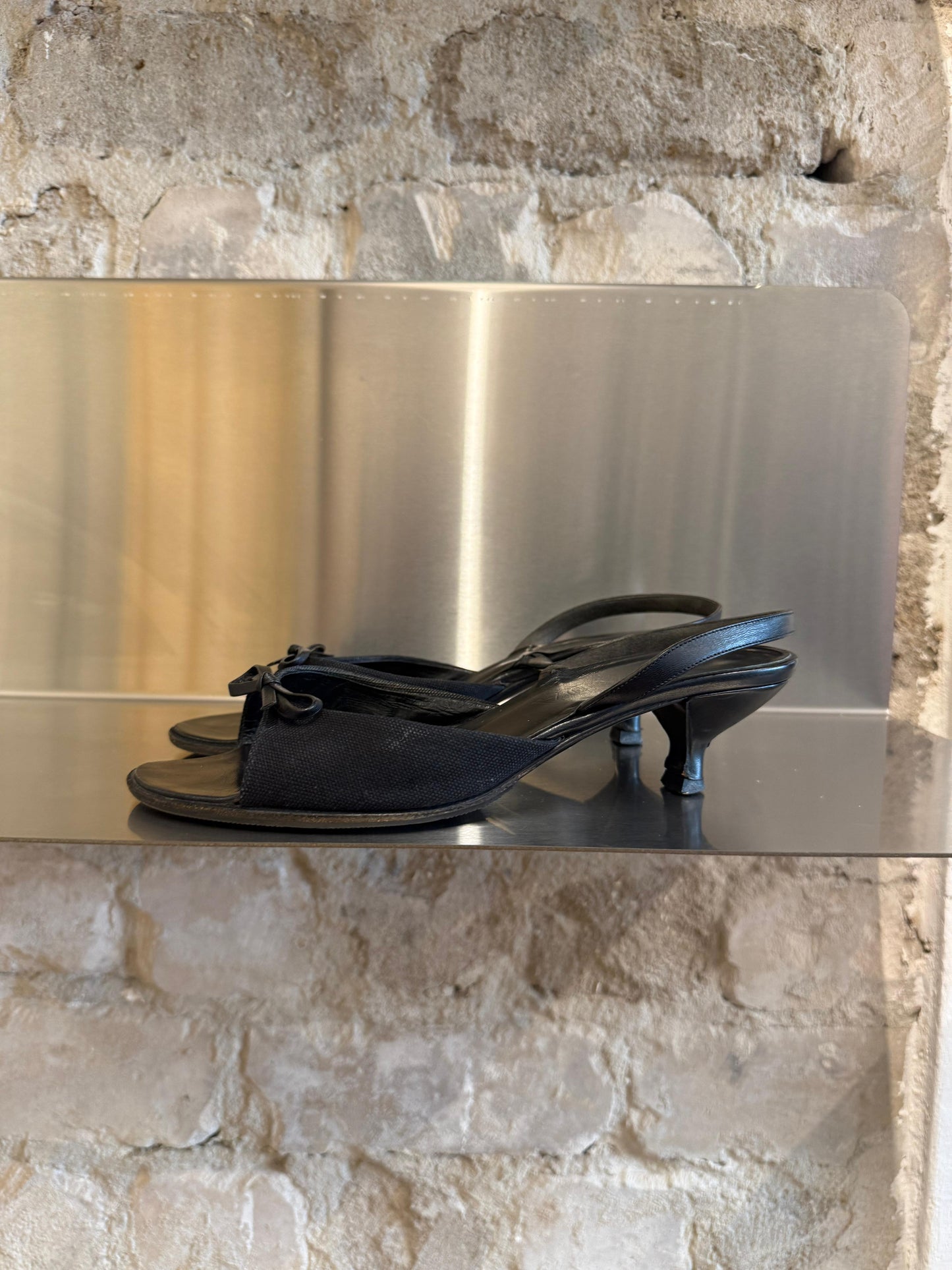 Prada Bow Kitten Heel Sandals 37