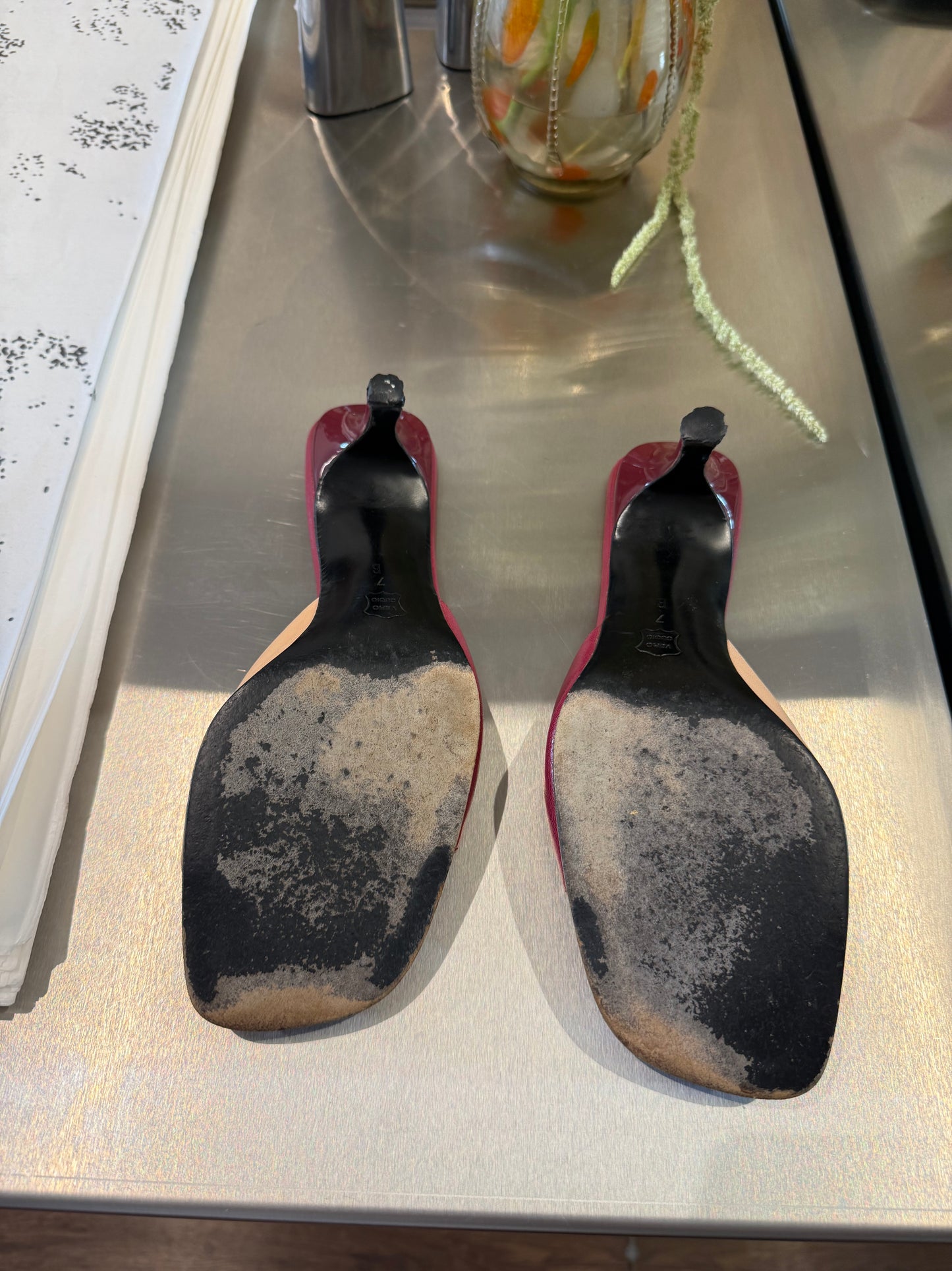 A. testoni Two-Tone Leather Mules