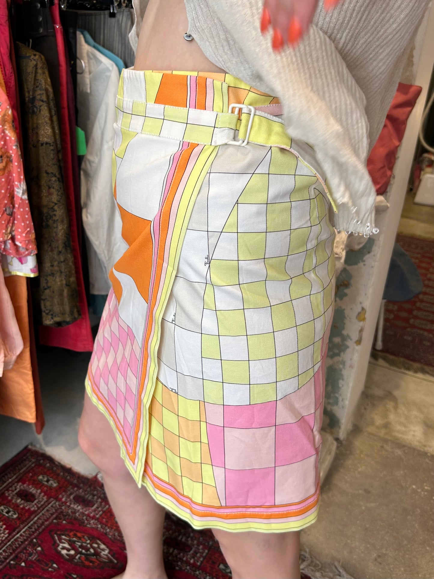 EMILIO PUCCI abstract warp skirt