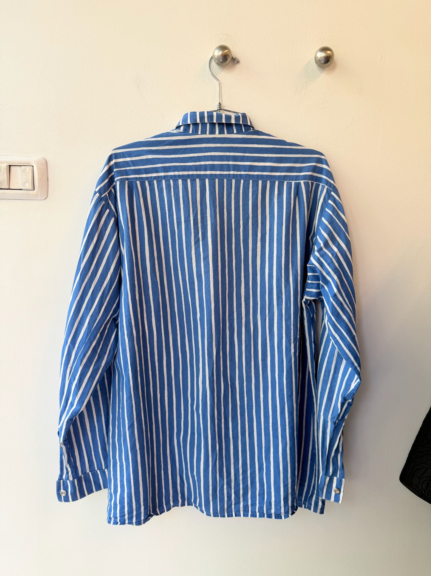 Vintage Marimekko Blue & White Striped Oversized Shirt