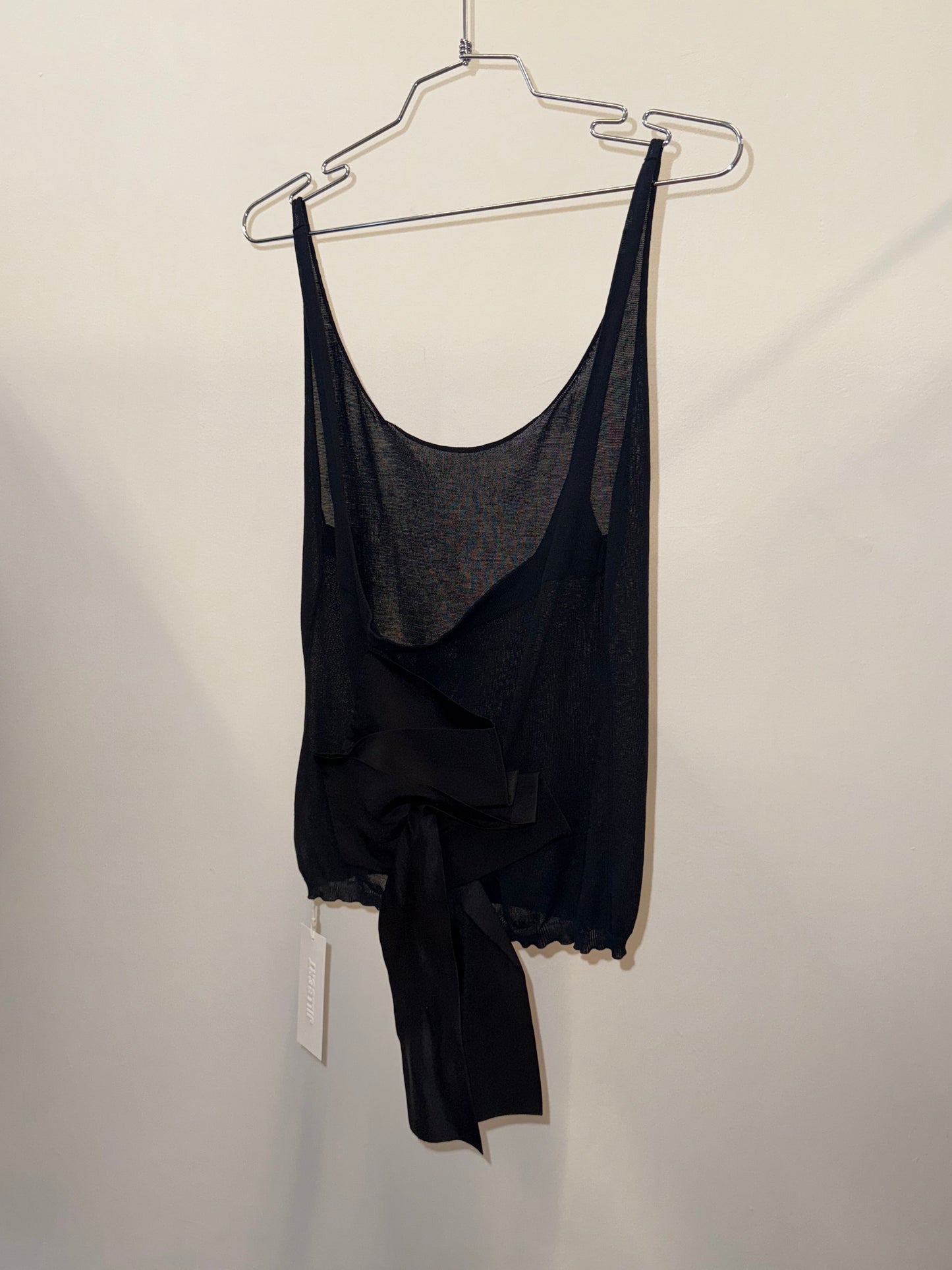 LANVIN Wedding Collection — sheer tank with silk bow (black)