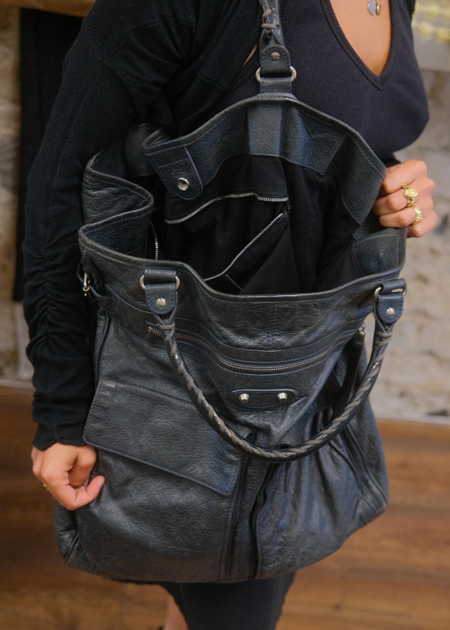Balenciaga Motocross Cargo Tote Charcoal Grey