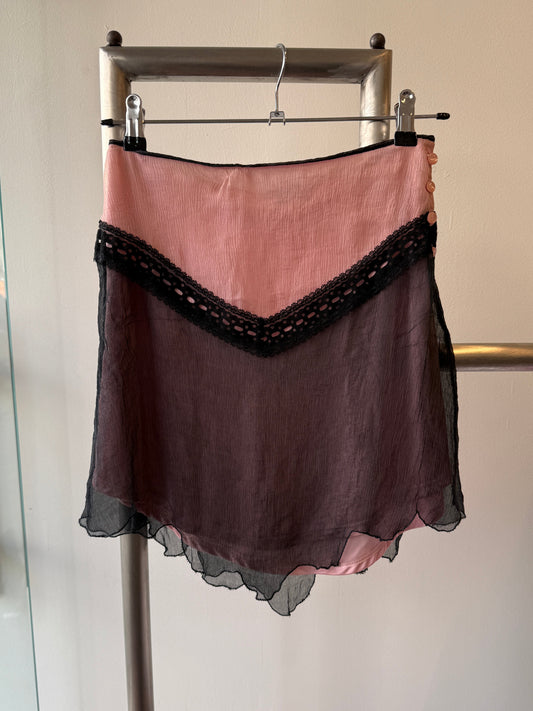 Betsey Johnson Sheer Lace Trim Skirt