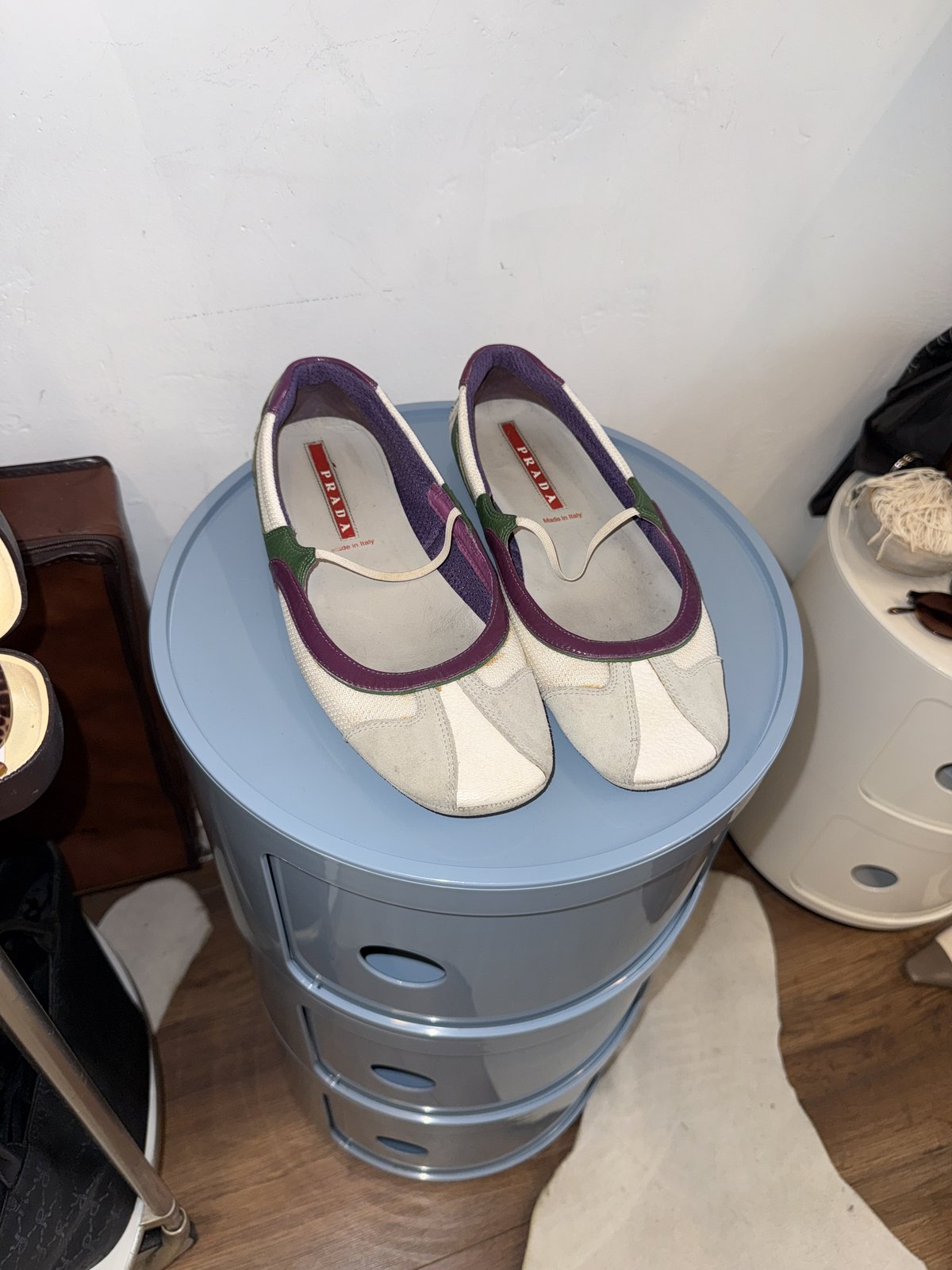 Prada Sport Mary Jane ballet flats - pair on blue drawer hero