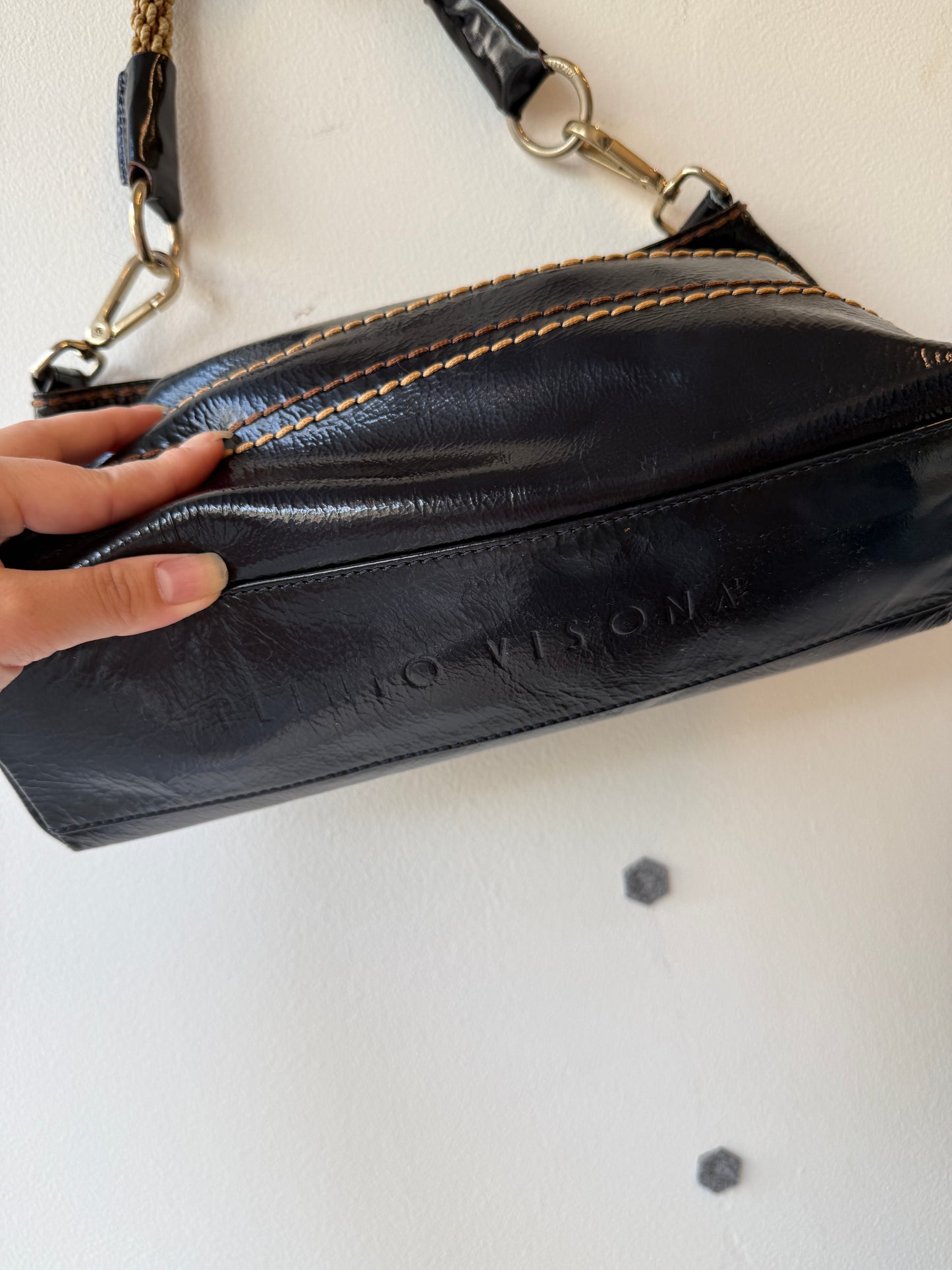 Plinio Visona Patent Leather Shoulder Bag