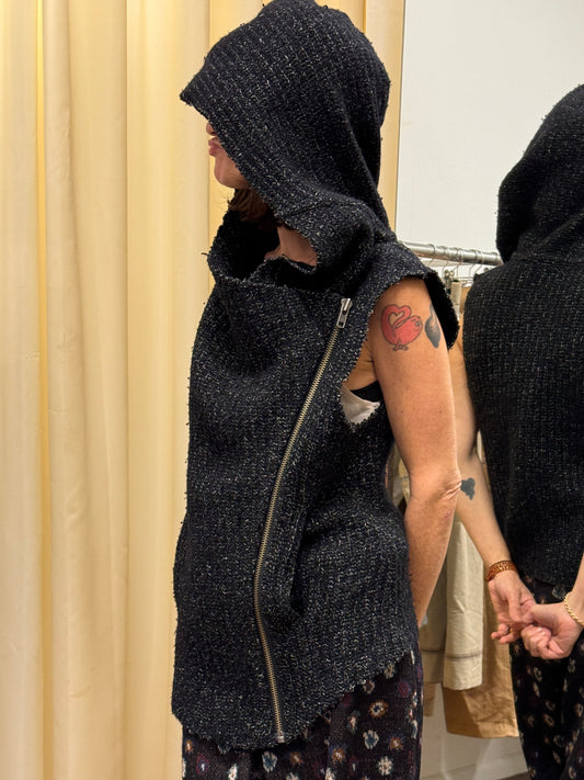 Helmut Lang textured bouclé zip-front vest