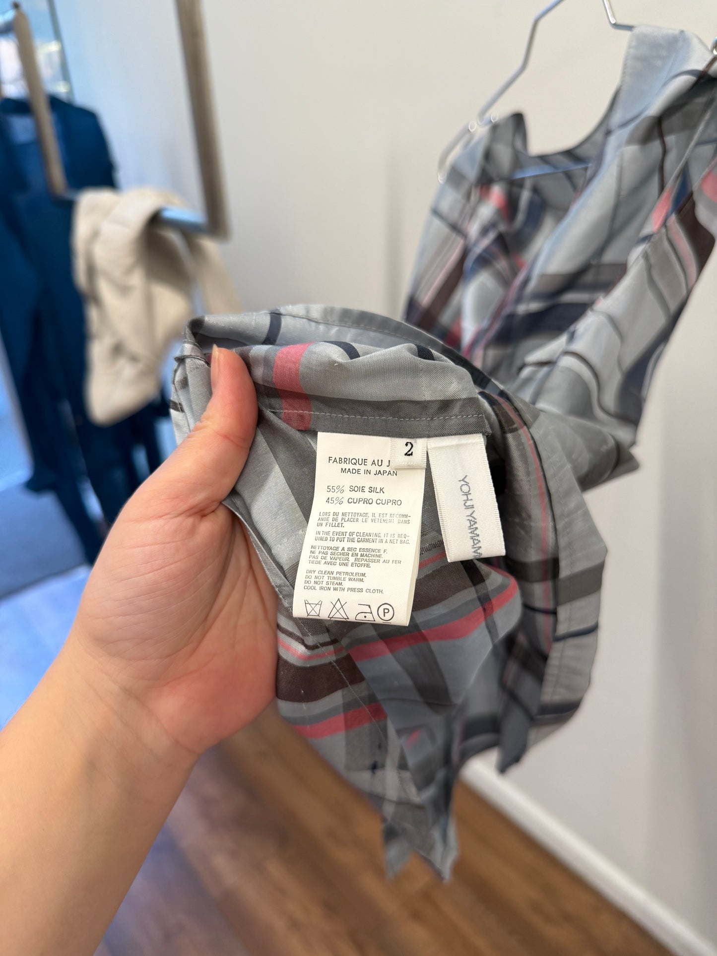 Yohji Yamamoto +Noir Draped Check Top