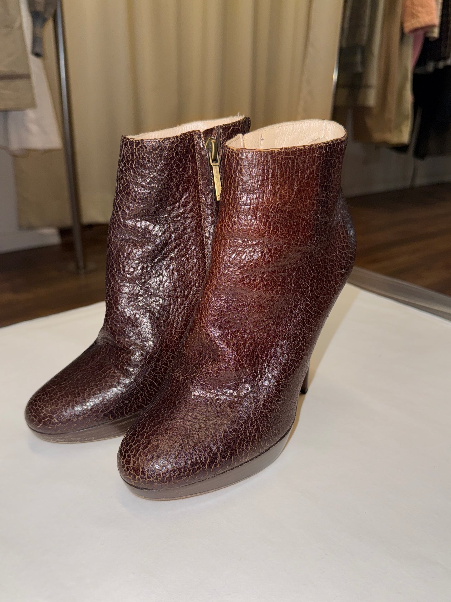 Christian Dior Crackled Leather Ankle Boots late 2000s