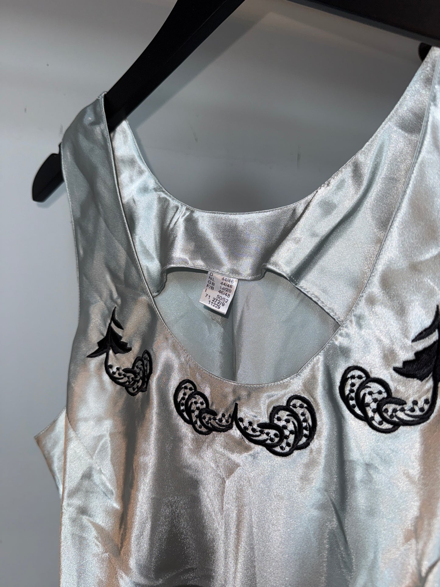 Vintage Satin Embroidered Slip Dress