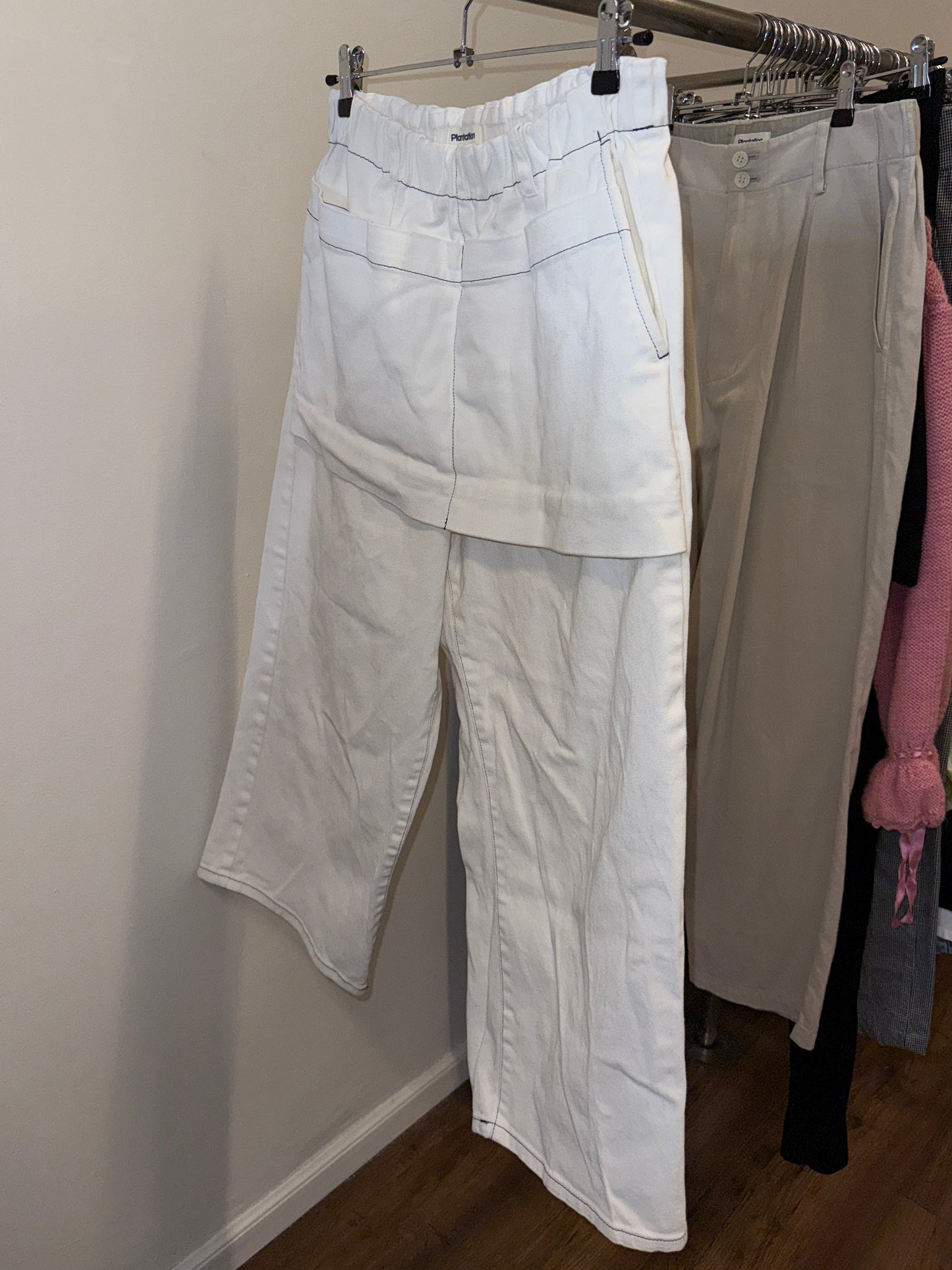 Plantation by Issey Miyake white layered pants