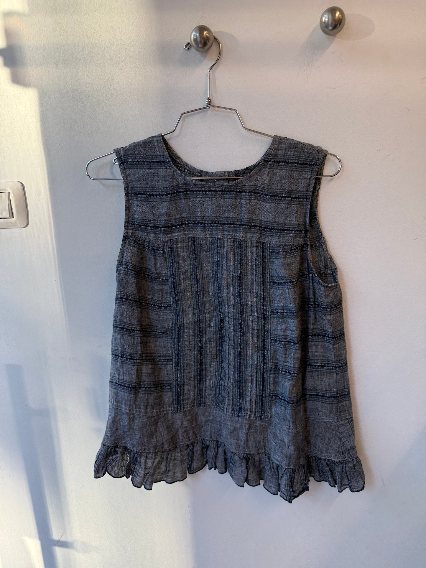Anna Sui Linen Ruffle Top