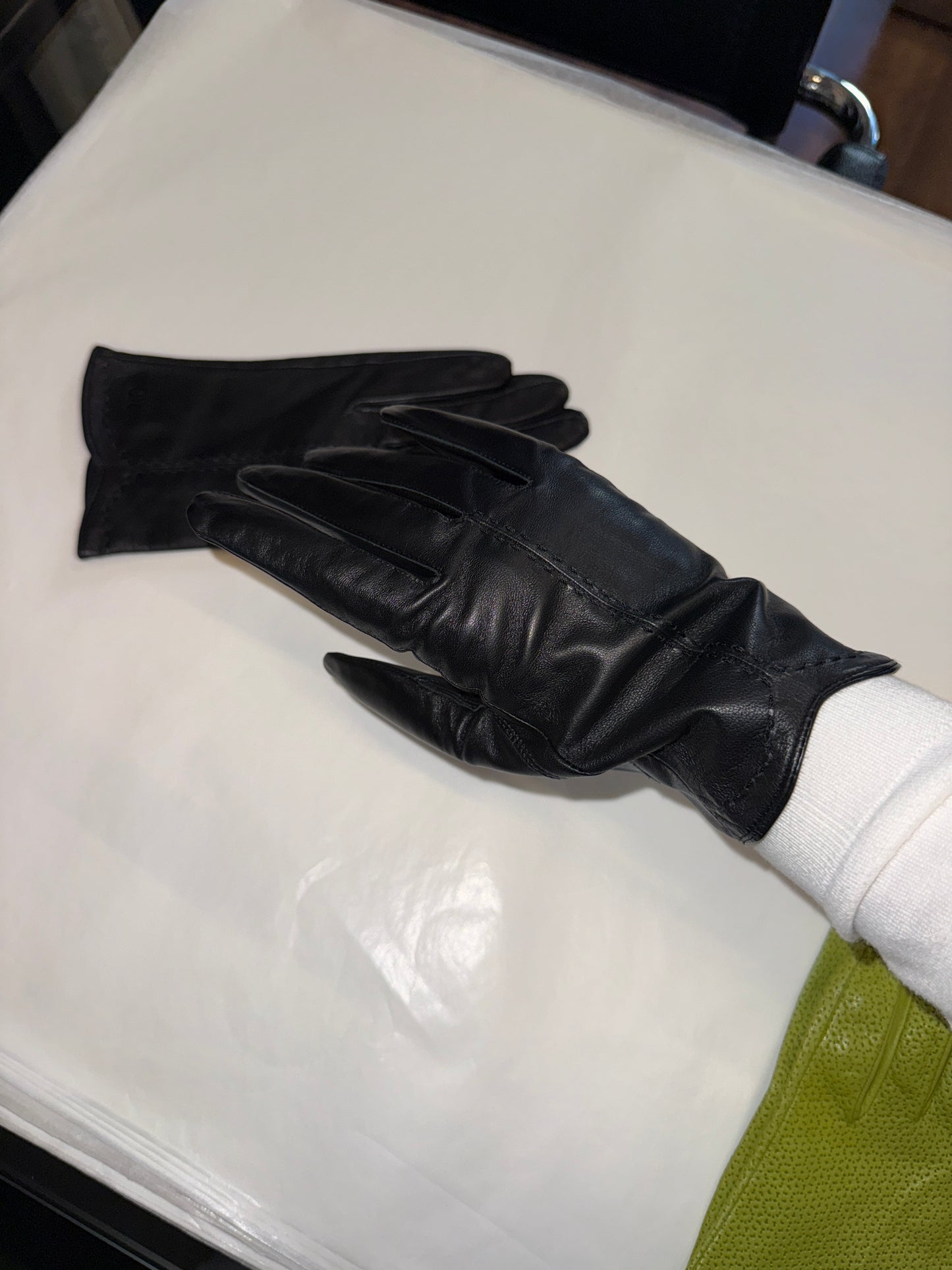 Vintage black leather gloves