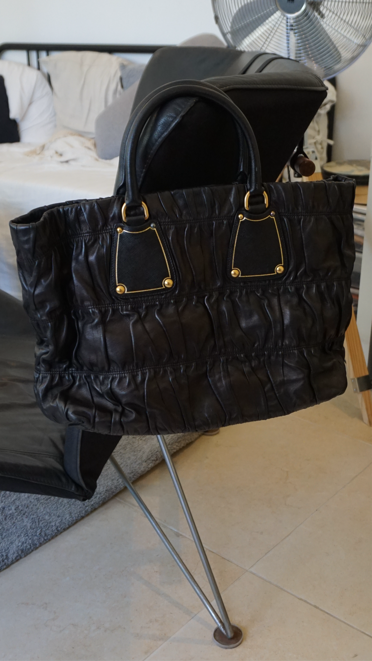 PRADA black nappa gaufre tote