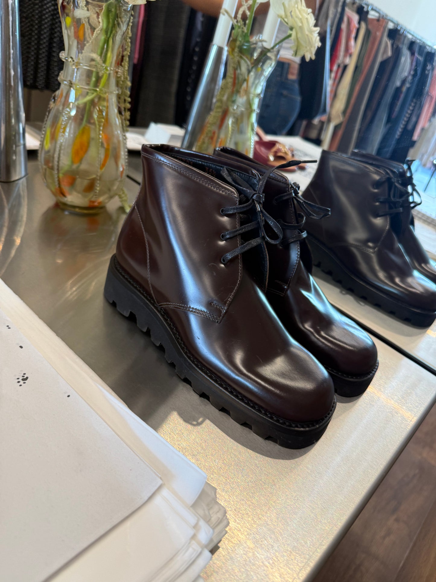 Prada Leather Combat Boots 2001s