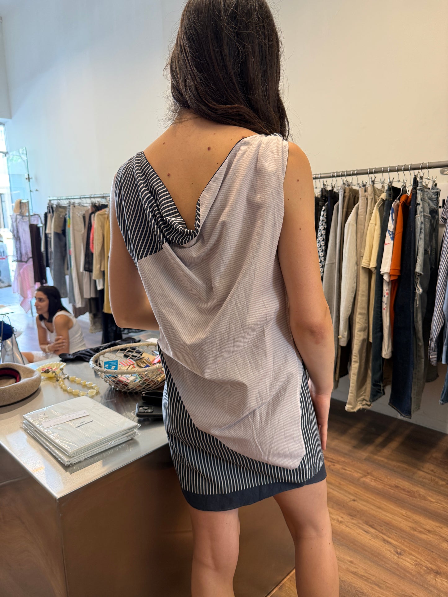 Jil Sander Asymmetric Patchwork Slip Dress