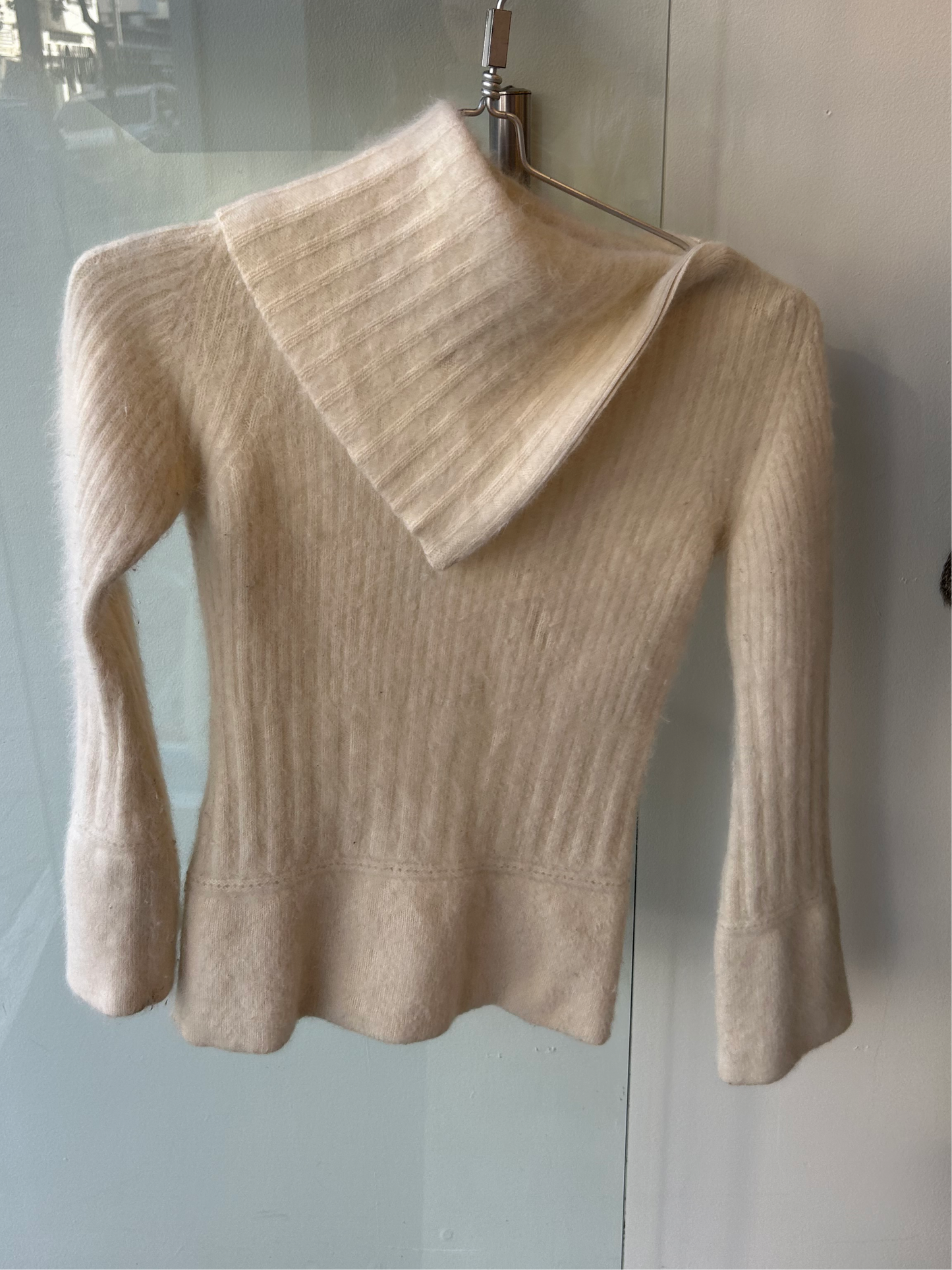 white mohair turtleneck sweater