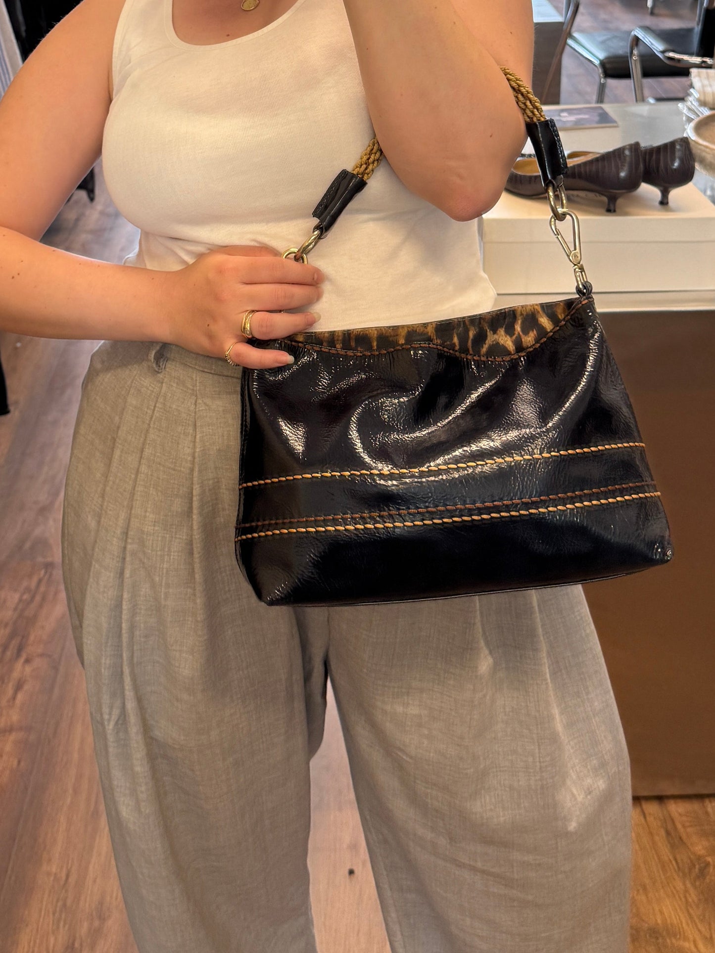 Plinio Visona Patent Leather Shoulder Bag