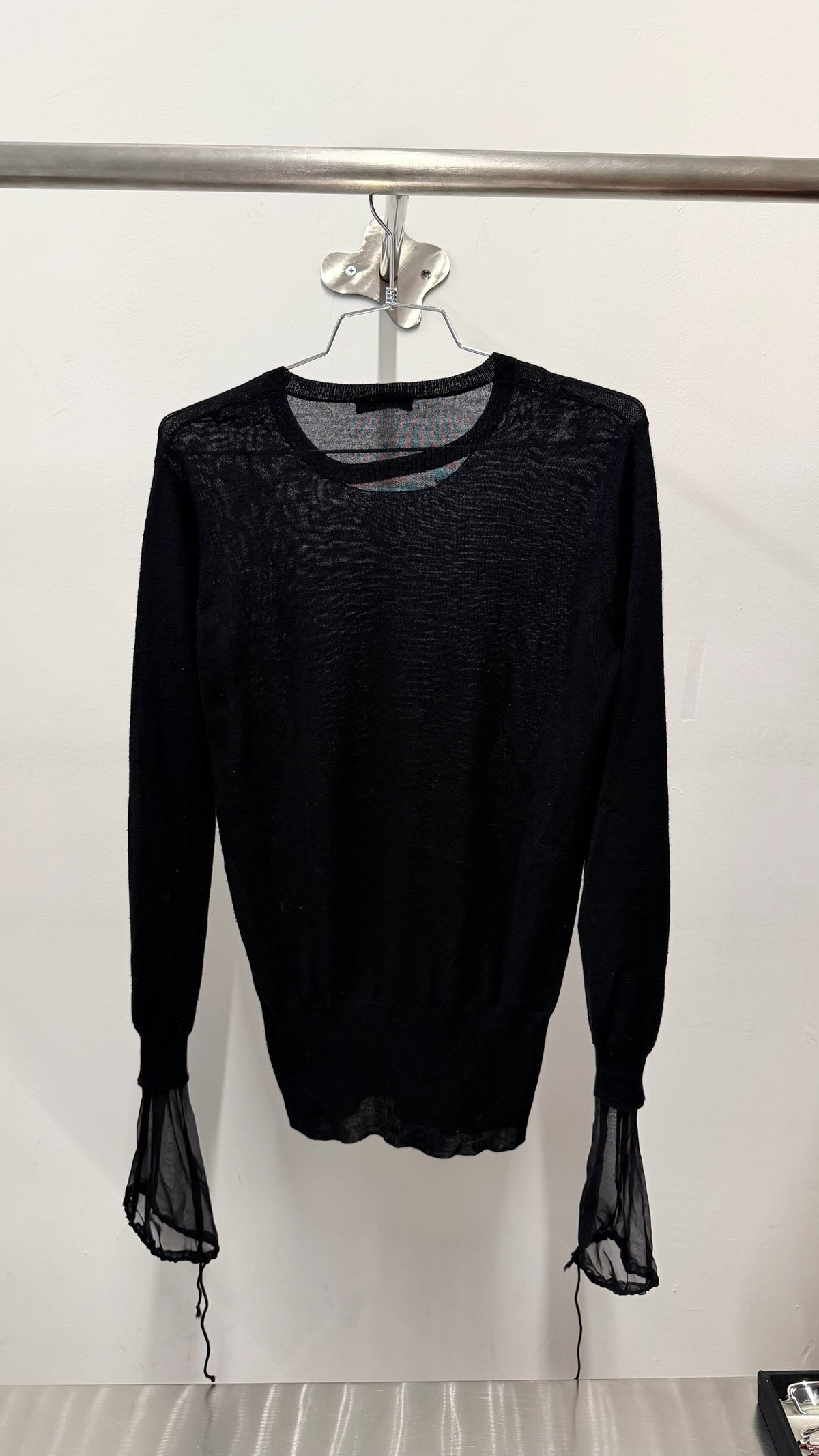 Vera Wang Merino Knit Top with Silk Cuffs