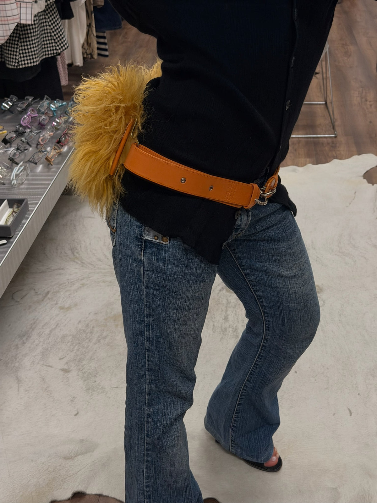 KENZO Fur Panel Wide Belt