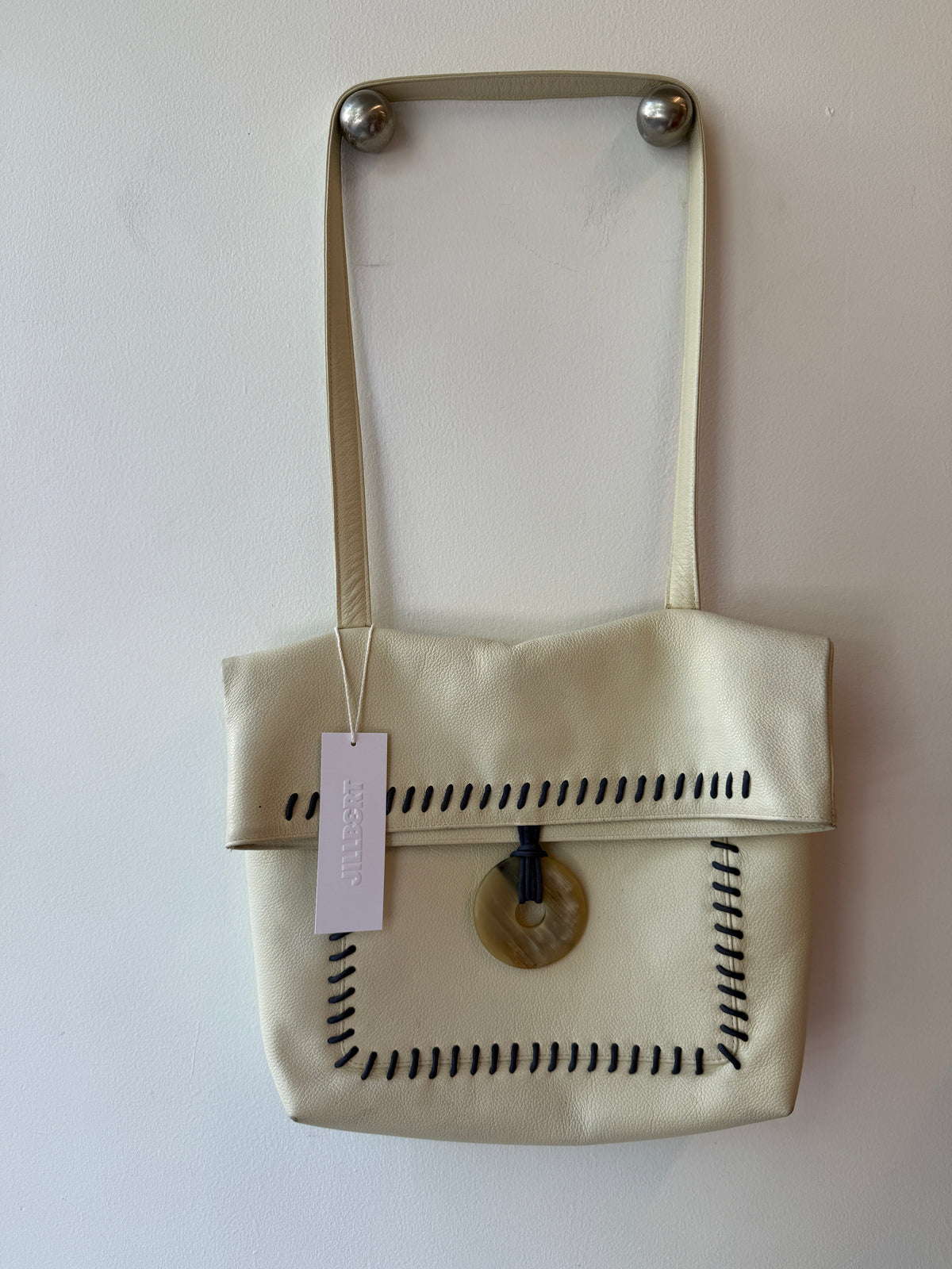 Vintage Yves Saint Laurent Whipstitch Leather Shoulder Bag c. 1990s