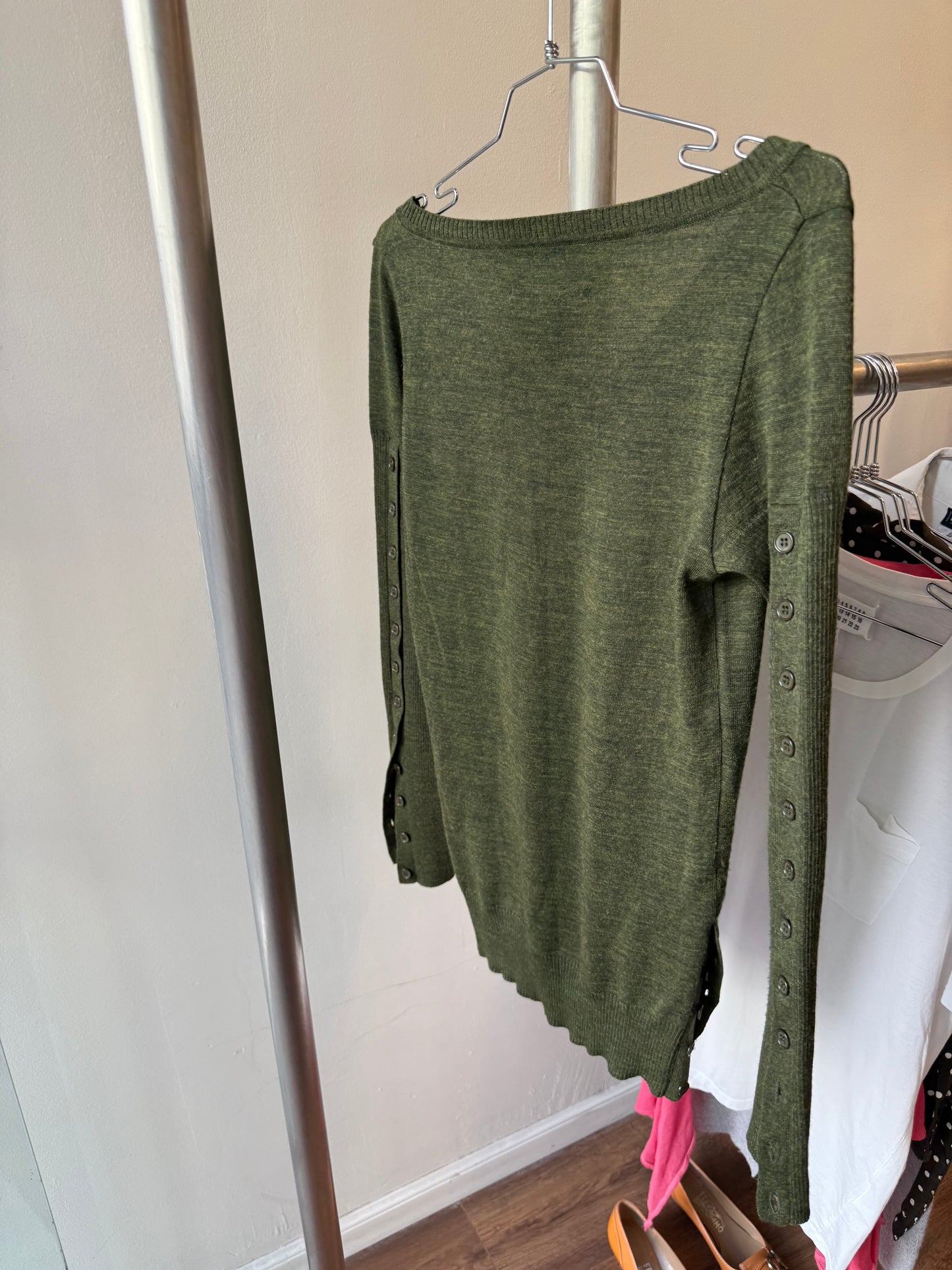 LIMI feu Olive Green Buttoned Knit