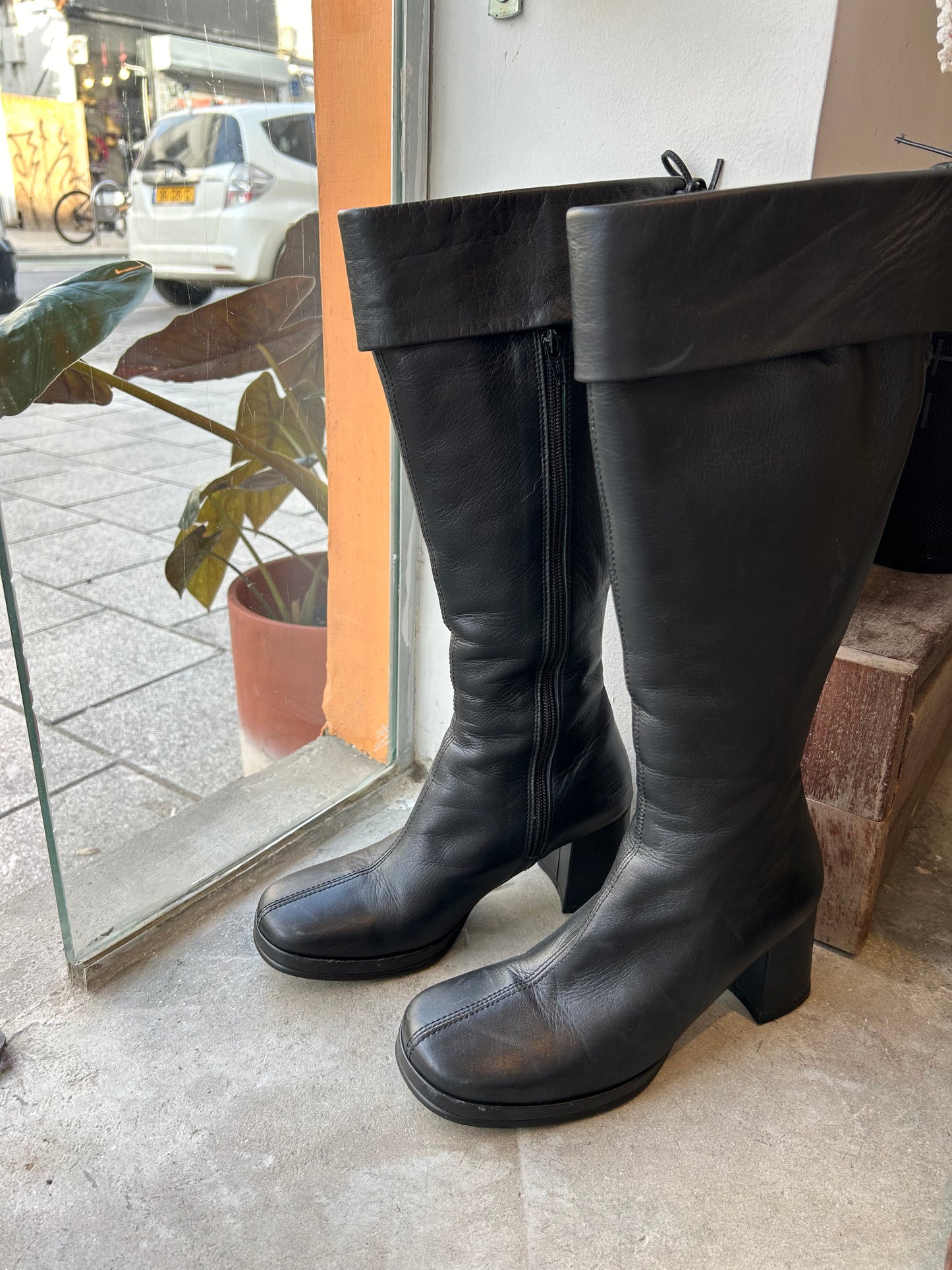 BALLY leather knee high boots