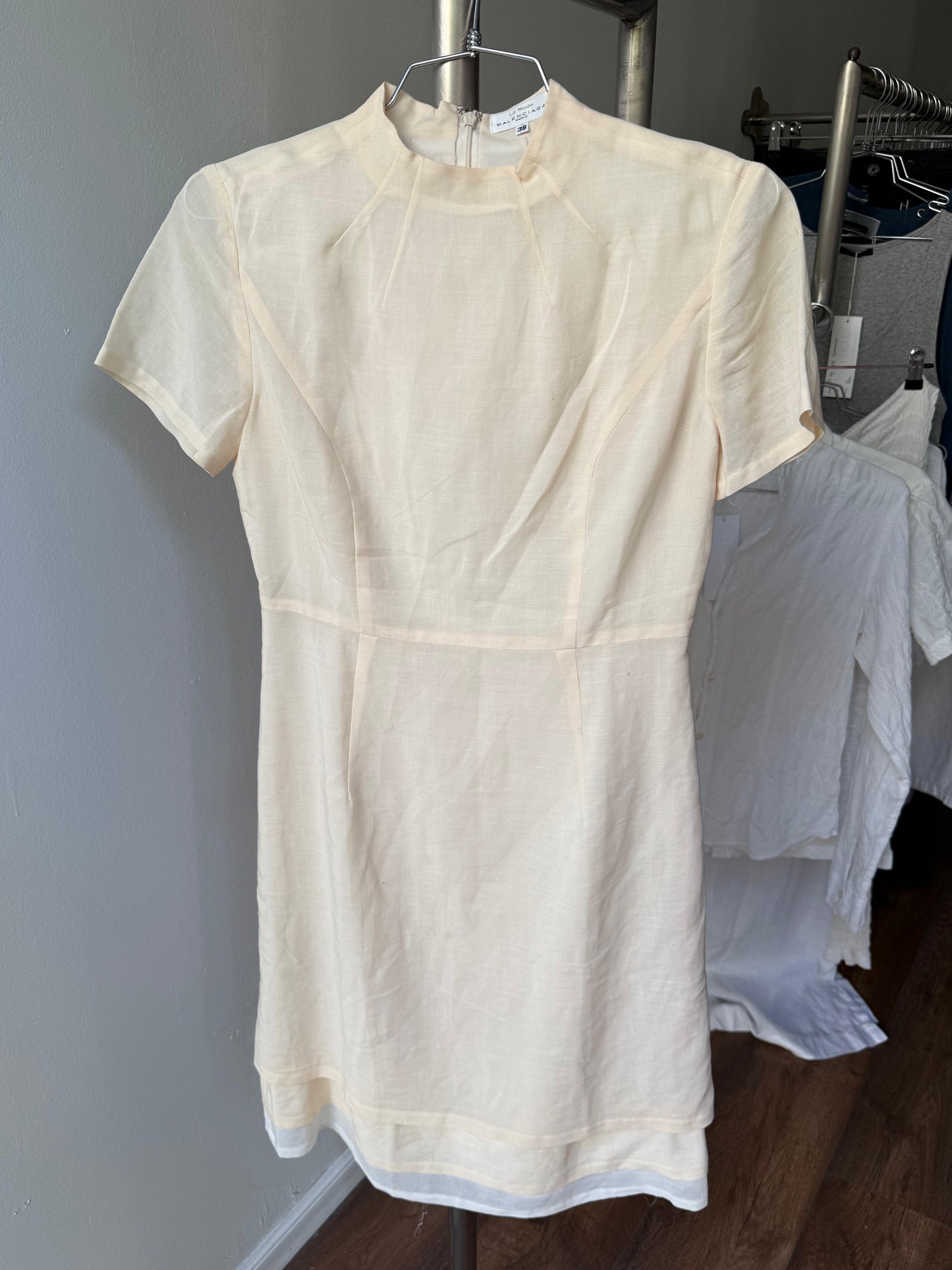 La Mode Balenciaga Cream Layers Dress