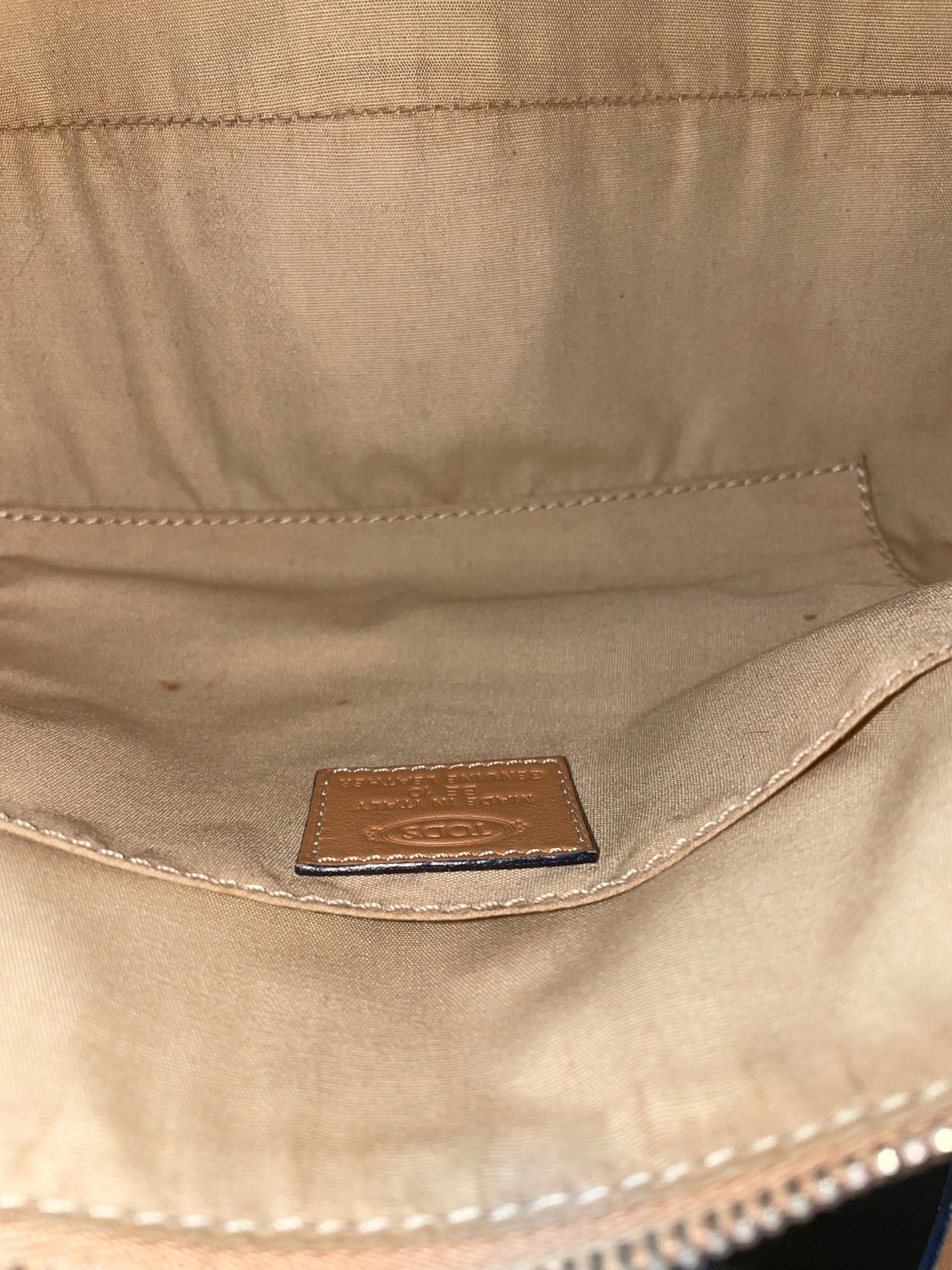 Tod’s Blue Lined Calf Leather Shoulder Bag c. 2000s