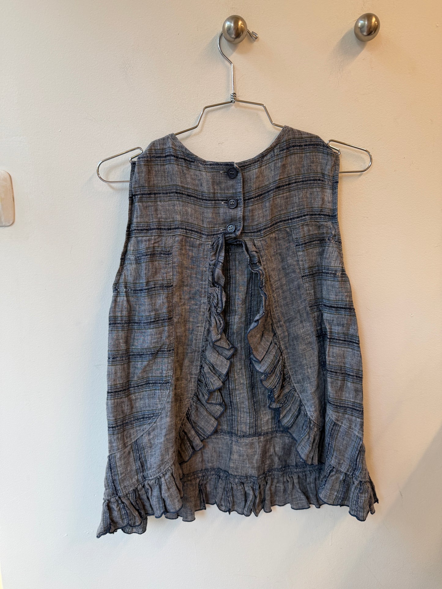 Anna Sui Linen Ruffle Top