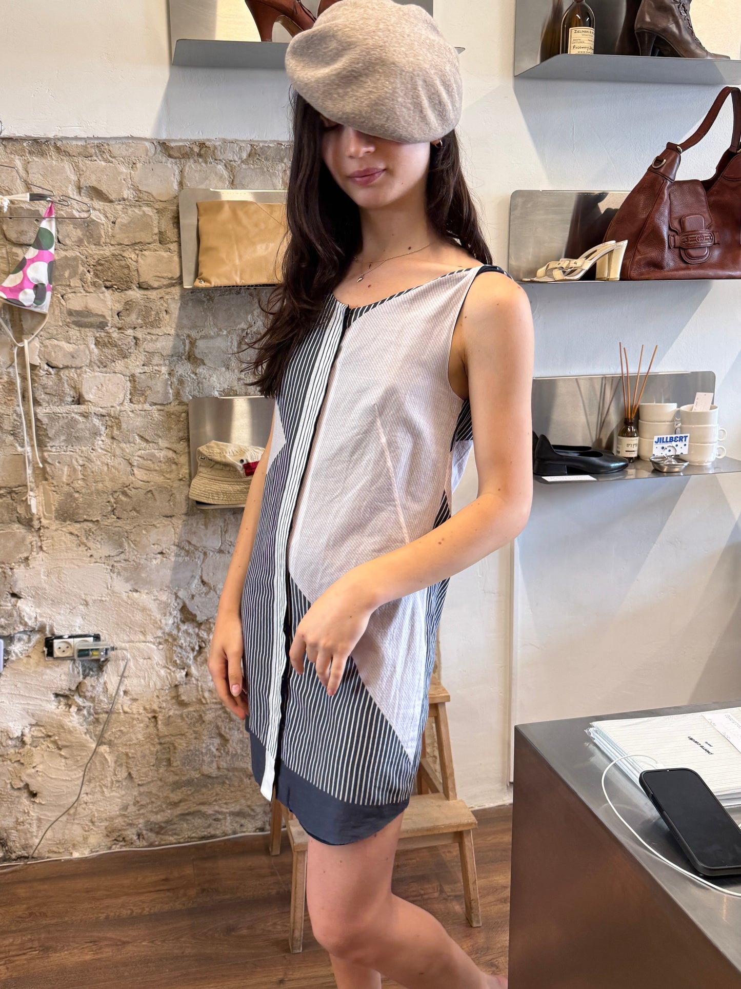 Jil Sander Asymmetric Patchwork Slip Dress