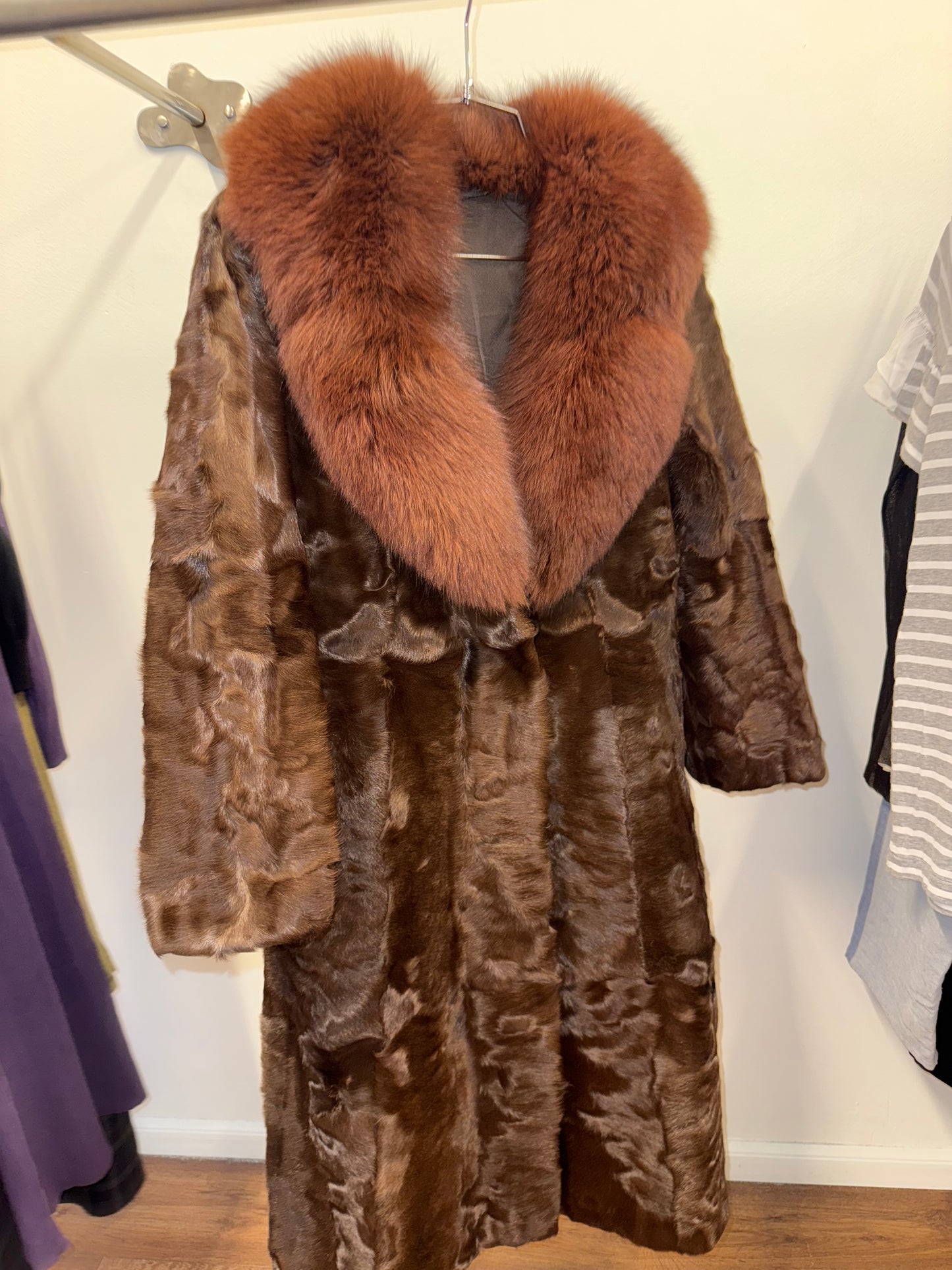 Vintage Fur Coat Red Fox Collar