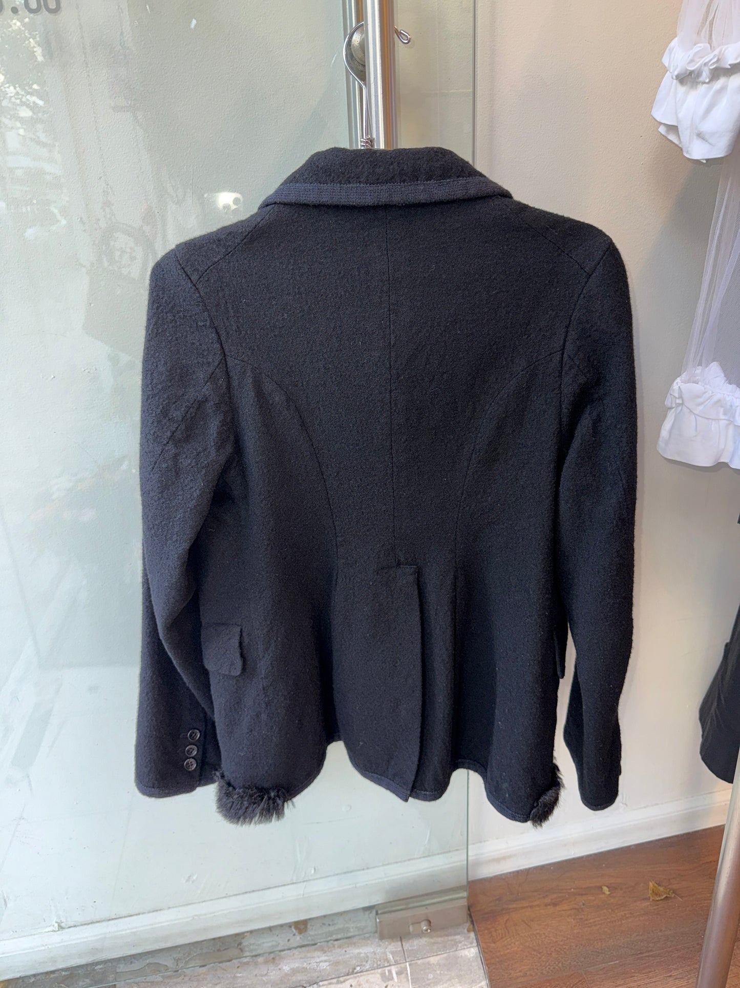 BLACK Comme des Garçons Wool Jacket with Faux Fur